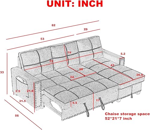 Miniatura 3 de Sofá modular reversible sofá cama cama con diván de almacenamiento sofá cama extraíble para sala de estar sala de estar sofá modular 2 en 1 con cama