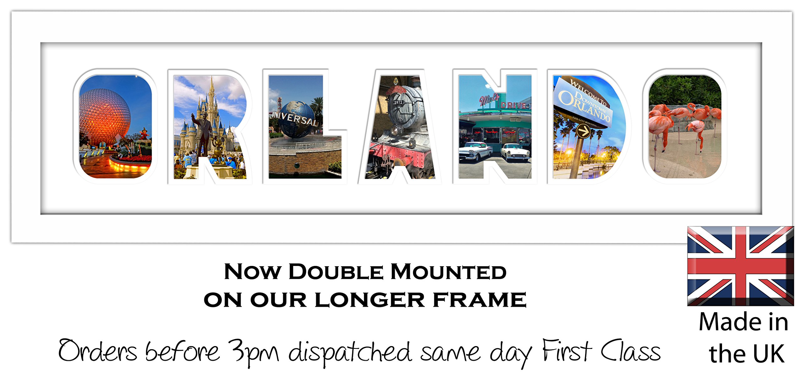 Photos In A Word White Finish Frame White Mount White Inside Orlando Photo Frame Florida Holiday Word Photo Frame 1258-Dd (White Finish Frame White Mount White Inside)