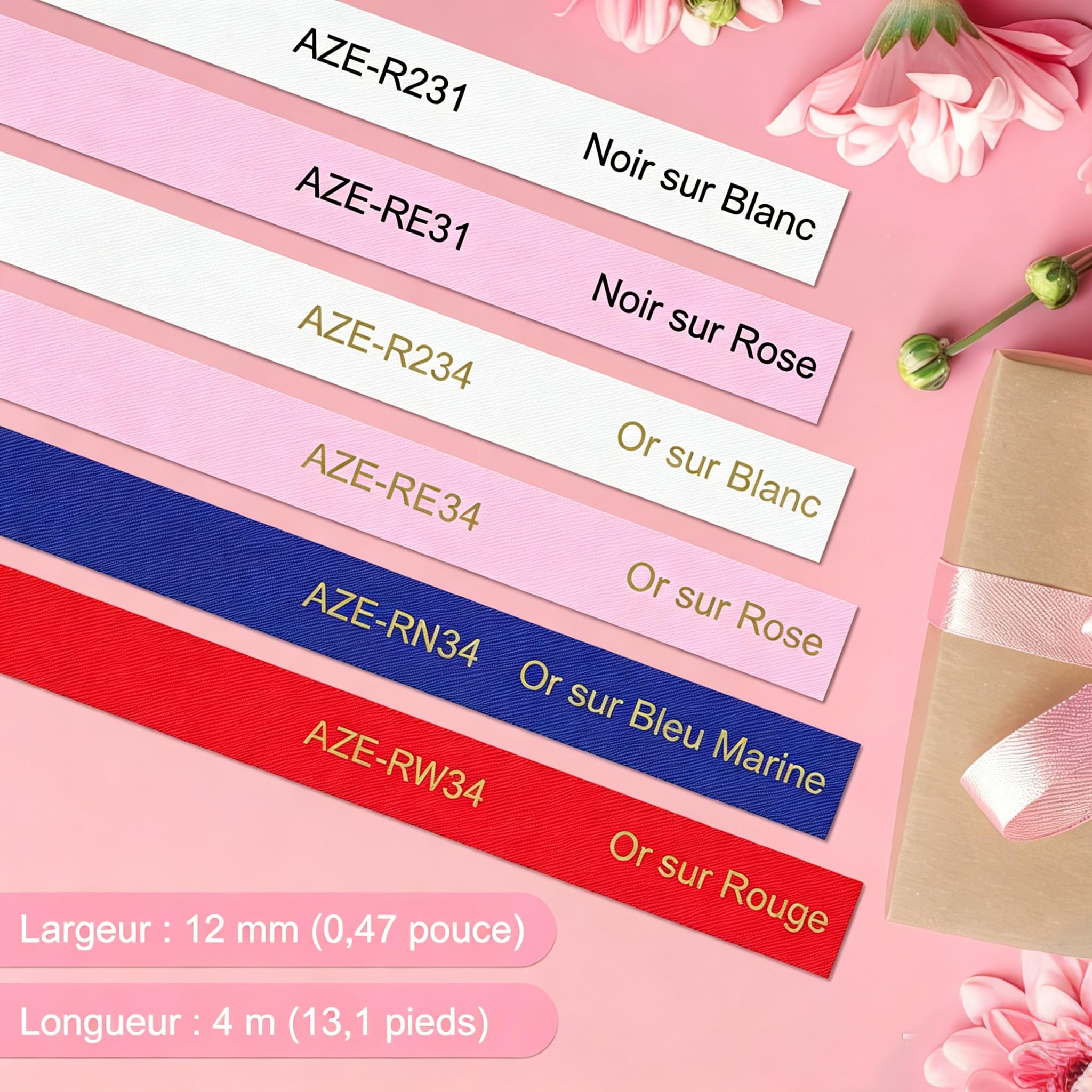 Cruxer Lot de 40 TZE-RW34 Compatibles avec P-Touch Doré sur Rouge 12 mm