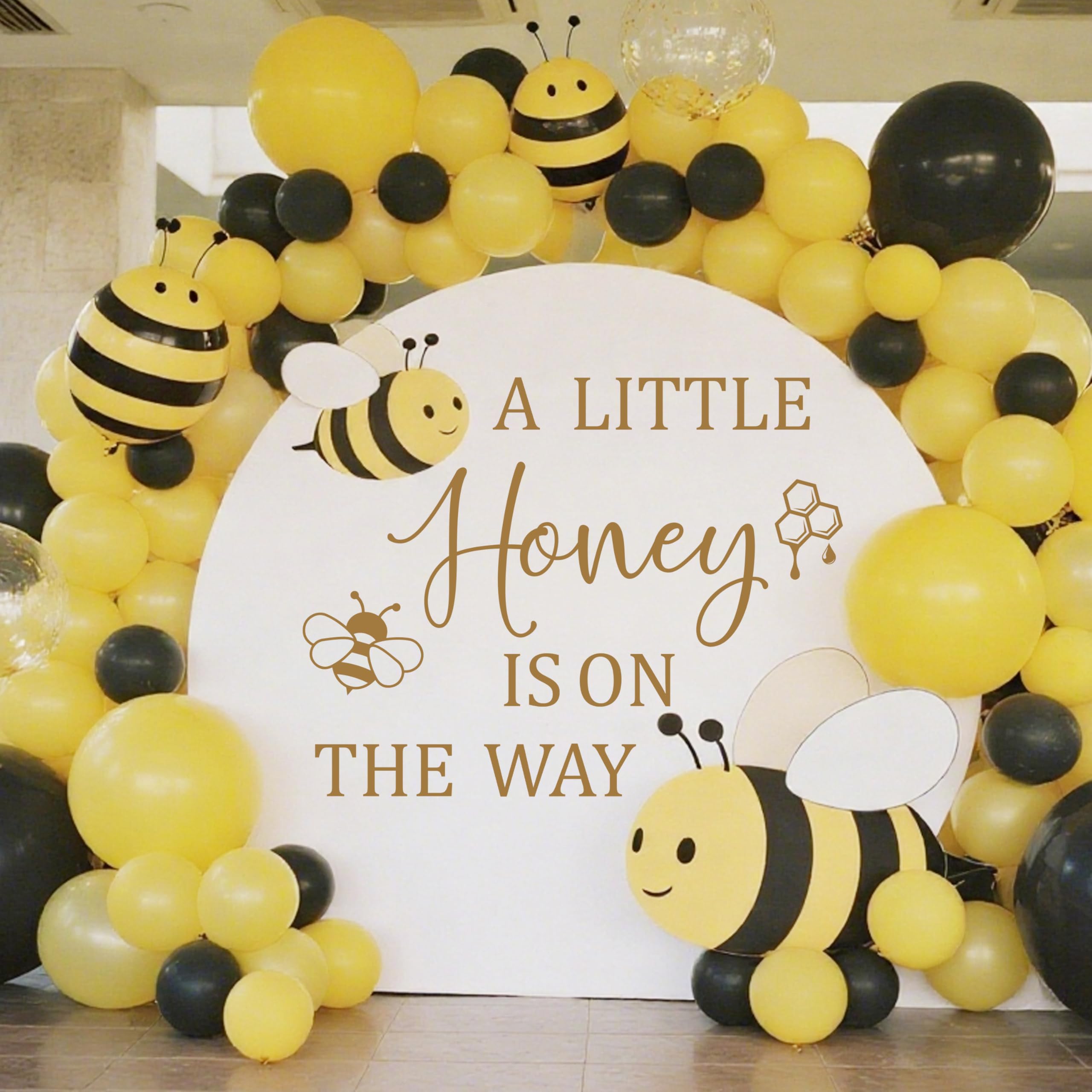 A Little Honey is on The Way Decal - Bee Baby Shower Decorations - Gender Reveal Bee Themed Party Decal for Balloon Arch Backdrop Brown - Image 4