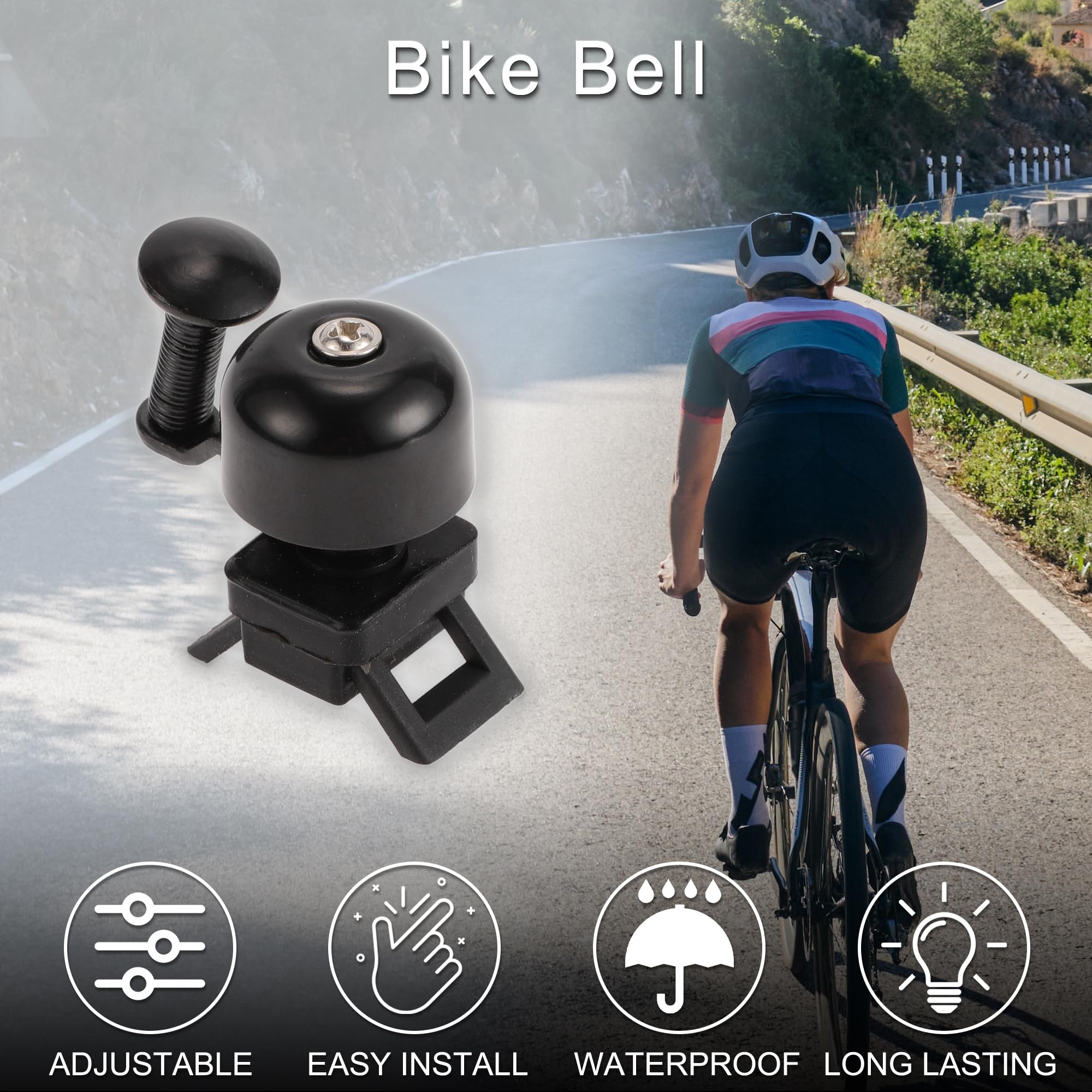 TUCKBOLD MTB Mountain Bike Road Bike Bicycle Trigger Bell Clean Sound Quick Release Strap Design Adjustable Cycling Handlebar Bell Black for Adults Children - Image 2