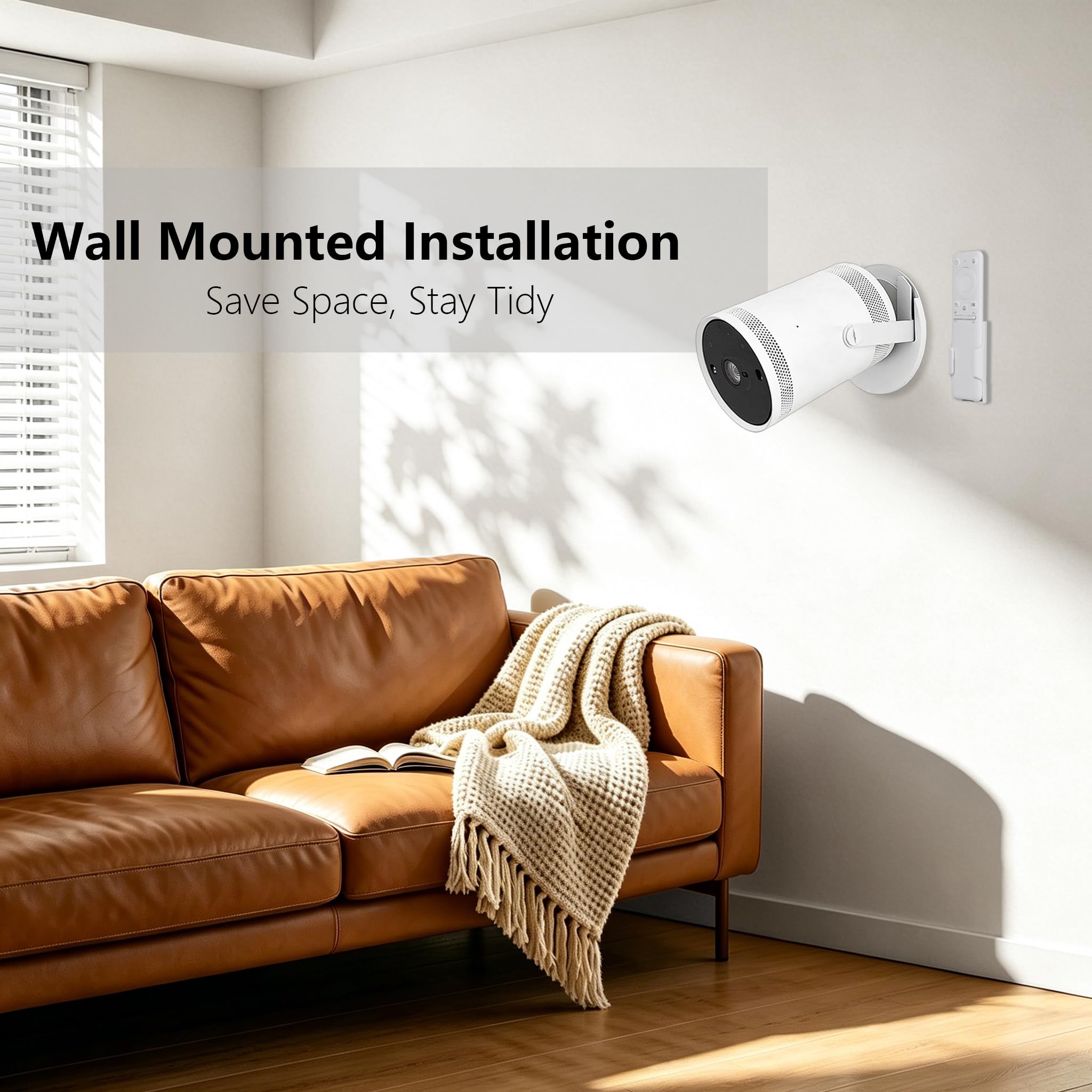 Soporte de pared de estilo libre compatible con Samsung Freestyle Proyector montaje en techo, Freestyle 2 accesorios soporte de montaje en pared, blanco (blanco)
