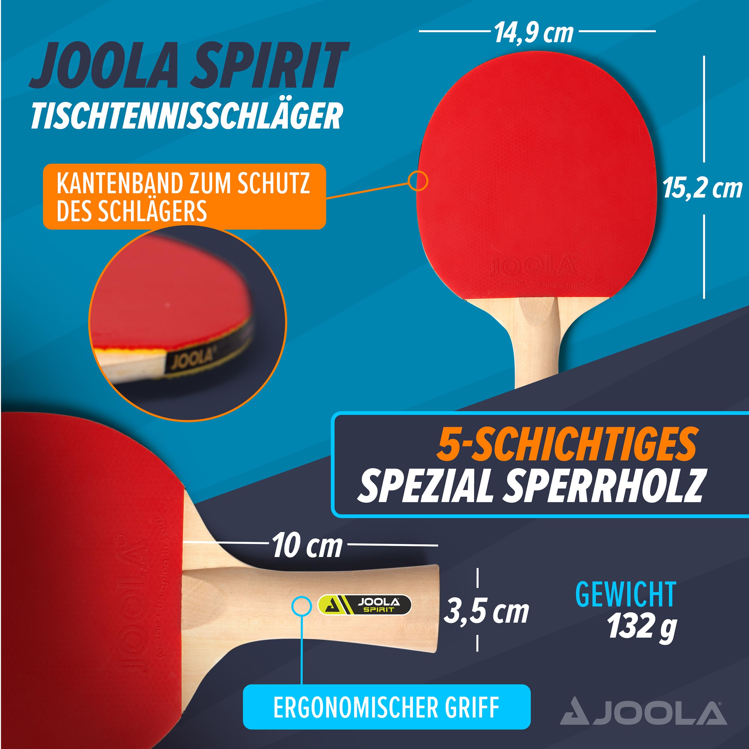 JOOLA Tischtennisplatte Inside J18 Tischtennistisch Indoor klappbares Untergestell & Tischtennis-Set Family, 4 Tischtennisschläger + 10 Tischtennisbälle + Tasche, ca. B 30 x H 8 x T 35 cm