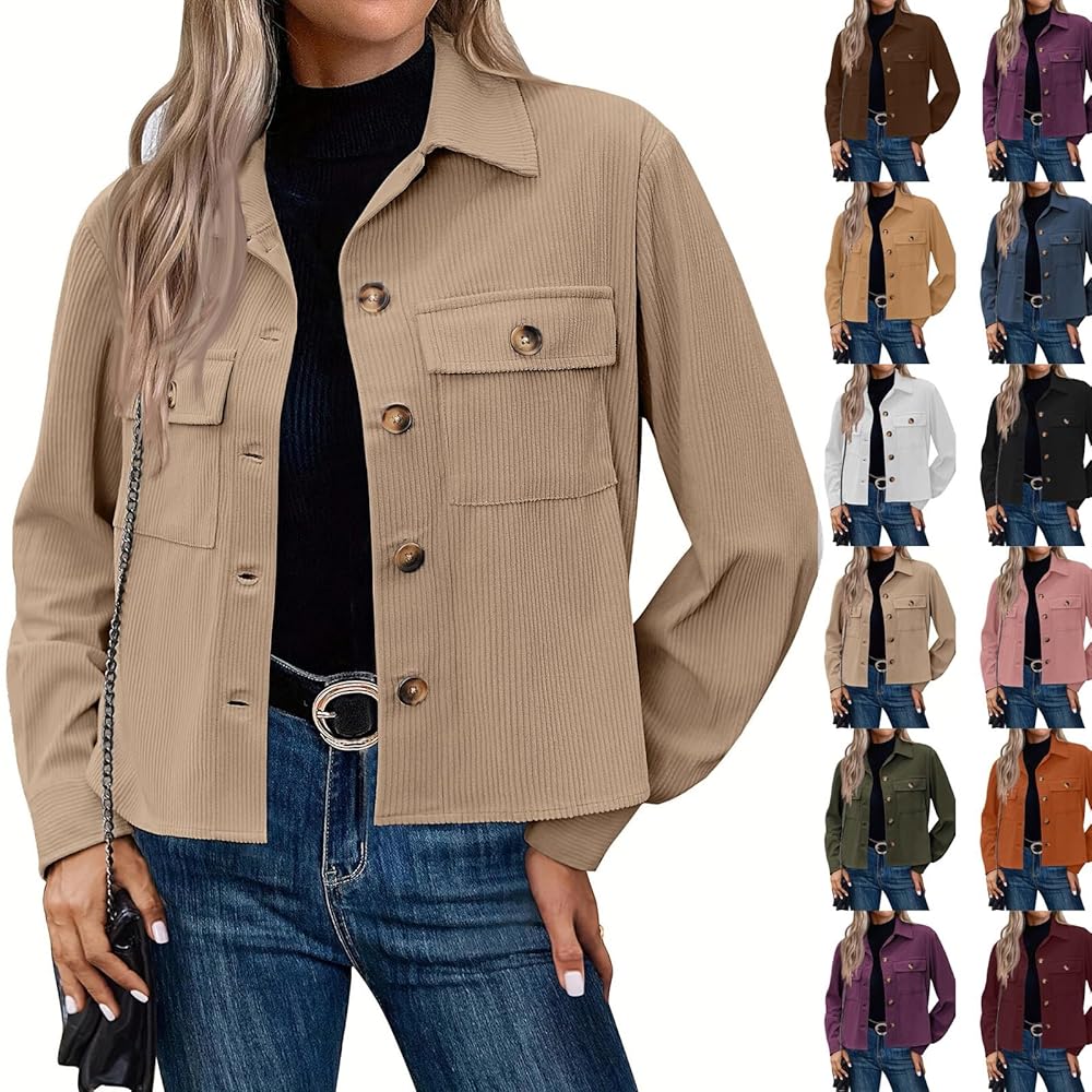 Amazon.com: Womens Corduroy Jacket Cropped Button Down Shirt Amazon.com: Womens Corduroy Jacket Cropped Button Down Shirt