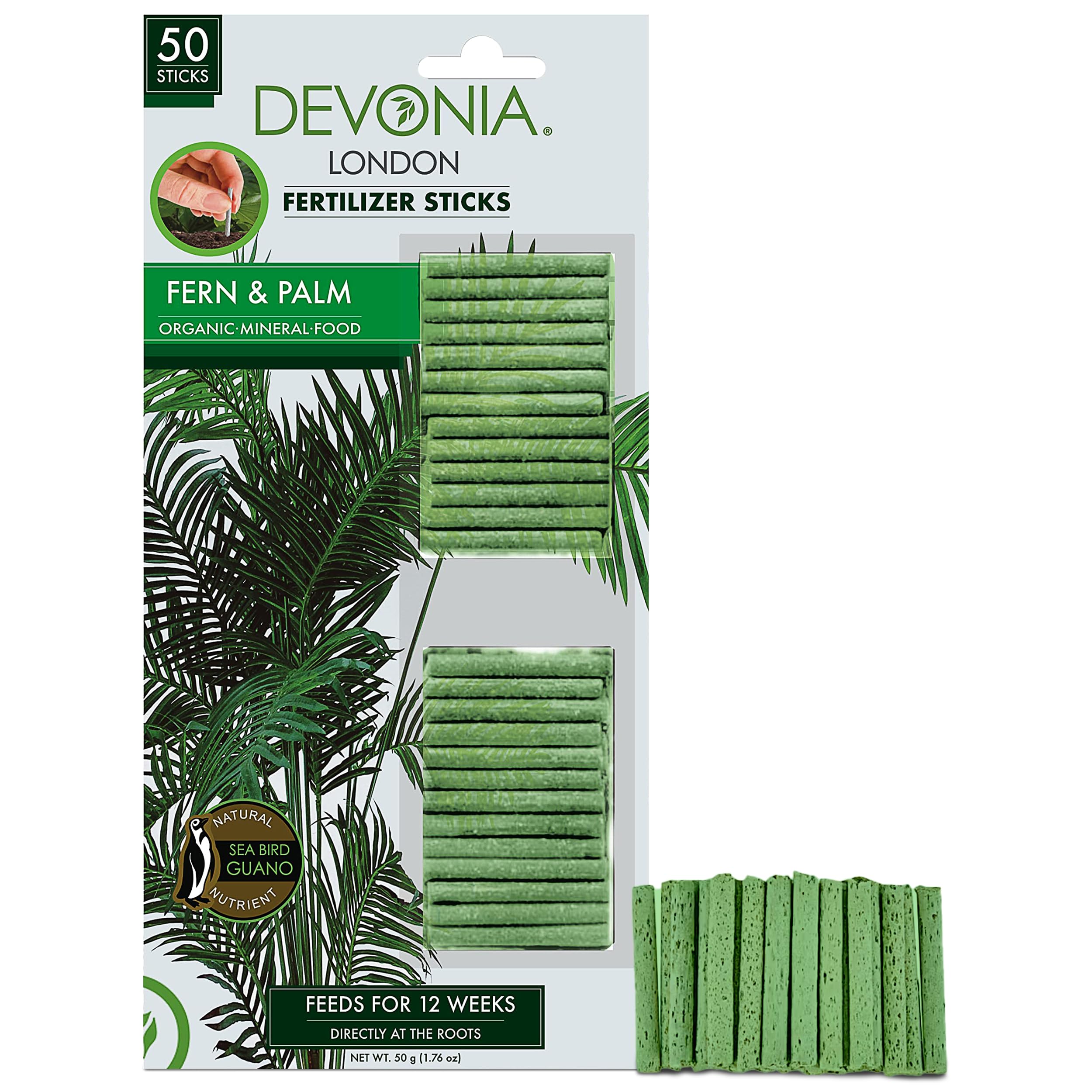 Fern & Palm Fertilizer Sticks – 50 Slow-Release Organic & Mineral Fertilizer Spikes for Healthy Growth, Plant Food for Indoor & Outdoor Plants, Easy to Use, No Mess, Feeds up to 25 Plants for 12 Weeks