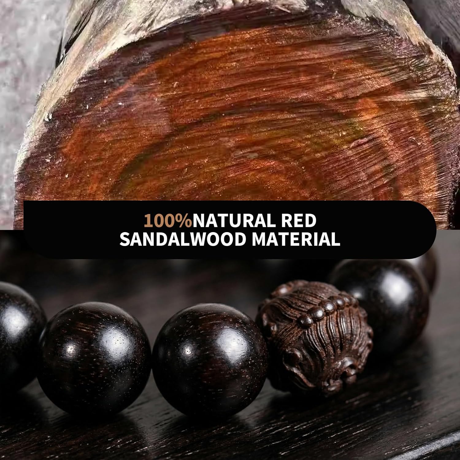 Meditaiton Men Beaded Bracelets, Handmade Sandalwood Mala Beads, Buddhist Prayer Red Wood Bracelets, Comfortable for Daily Wear Yoga Gift for Men