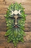Vista 2 de Ebros Gift Wicca Nature Spirit God Horned Celta Greenman Tree Ent Triple Luna Colgante Decoración de Pared Placa de 16.5 pulgadas de alto Árbol