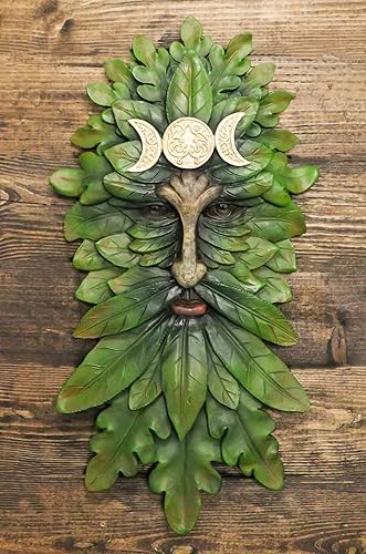 Miniatura 2 de Ebros Gift Wicca Nature Spirit God Horned Celta Greenman Tree Ent Triple Luna Colgante Decoración de Pared Placa de 16.5 pulgadas de alto Árbol de