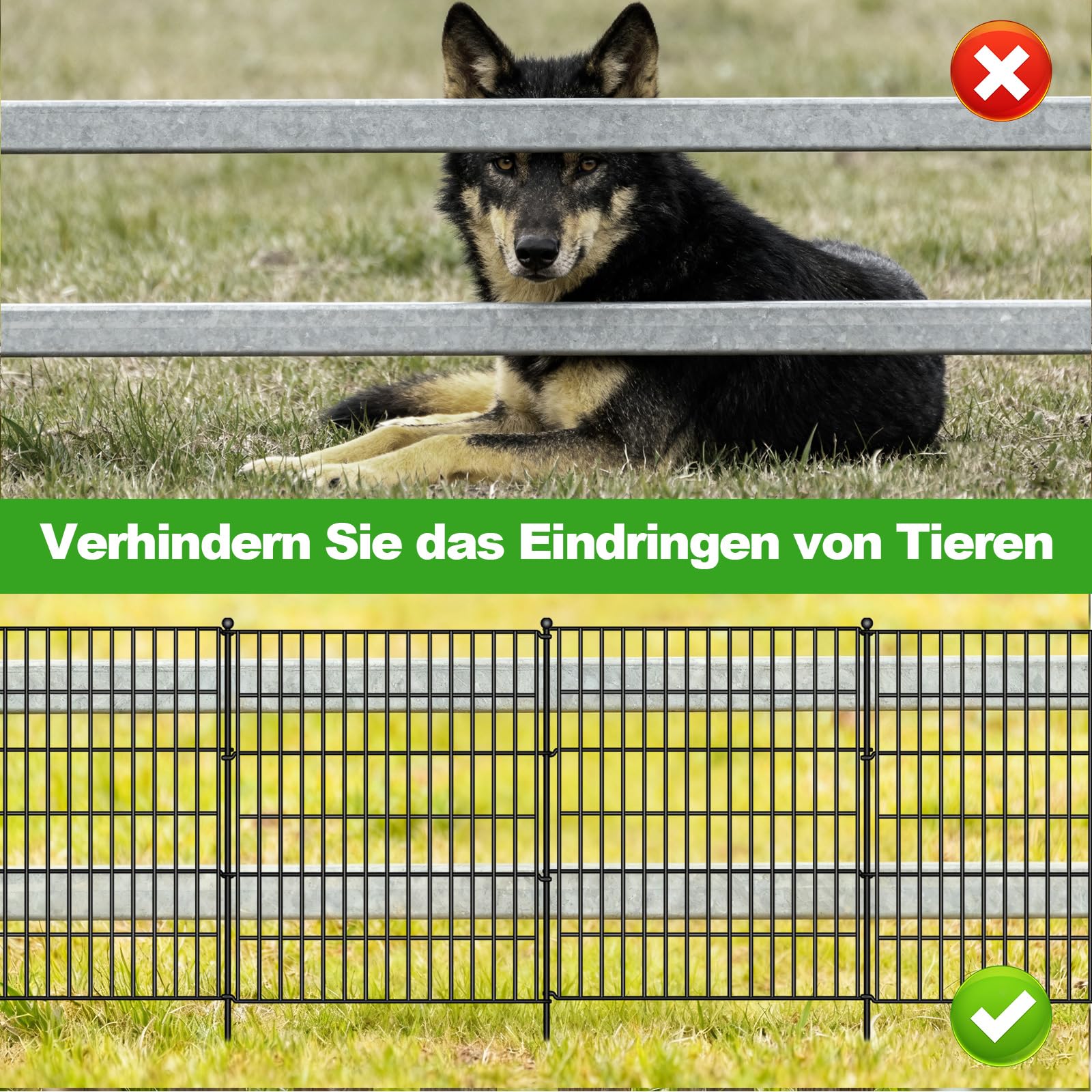 Dekorative Gartenzaun 81CM * 71 CM * 5 Stücke Metall Steckzaun, Keine Graben Tier Barriere Fechten, Haustier Zaun Gitterzaun Set Beetzaun Grenze für Kaninchen Hund