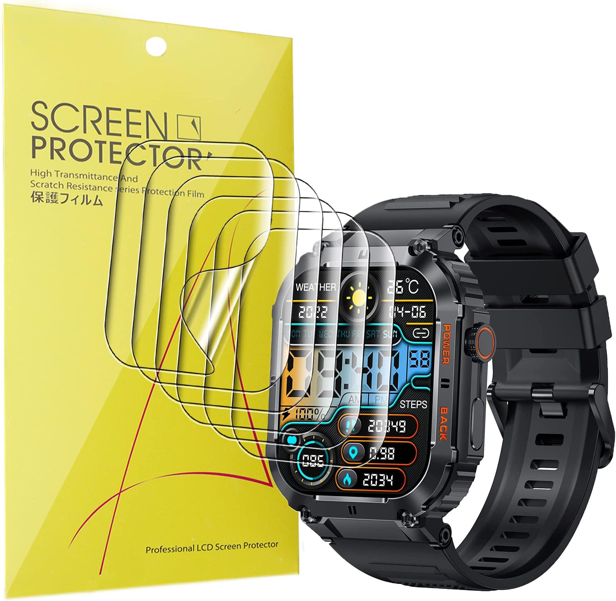 KACLUT Smart Watch Screen Protector for KACLUT Smartwatch, Full Coverage Clear TPU Screen Protector Compatible with KACLUT/EIGIIS K57 Pro 2"/ESFOE K57 2"/K57 Pro 2" Smartwatch (6 Pack)