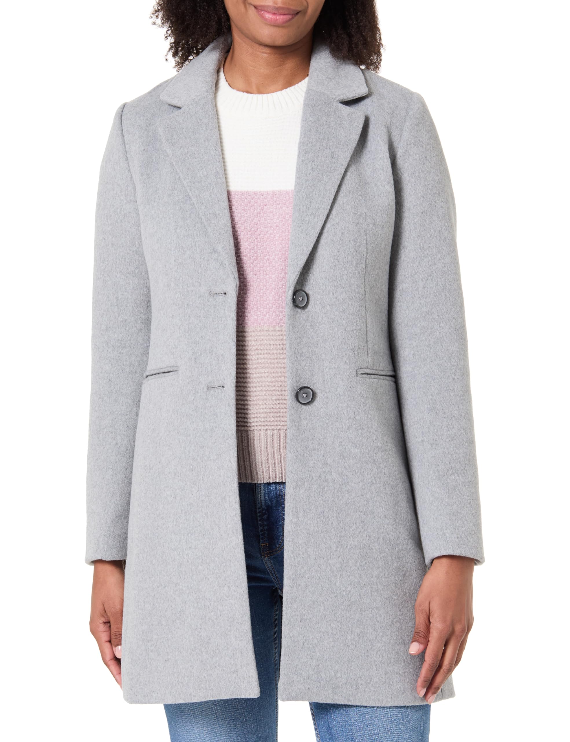TOM TAILOR Denim Women's 1046689 Slim Fit Wool Coat, 10658 - Cement Grey Mélange, XS
