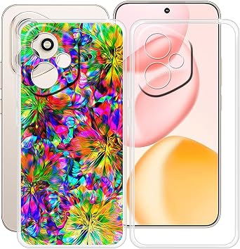Phone Case for Honor 400 6.55", 2 Pack Ultra-Thin Silicone Shell, [Anti-Yellowing X Shockproof] Soft TPU Clear Cover for Honor 400 - Clear + Colorful