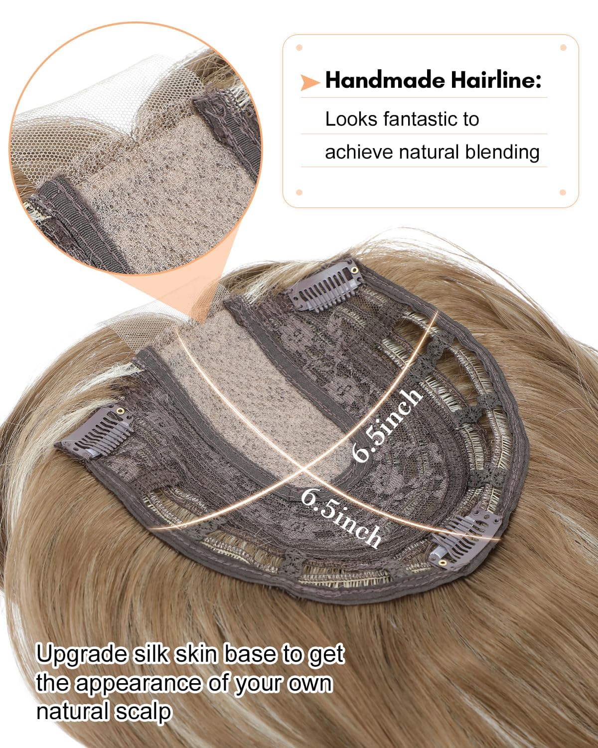 20 Inch Hair Toppers For Women Long Wavy Curly Hair Topper Darkest Brown Clip In Synthetic Wiglets Hair Pieces For Women (Ash Brown with Highlights - Image 3