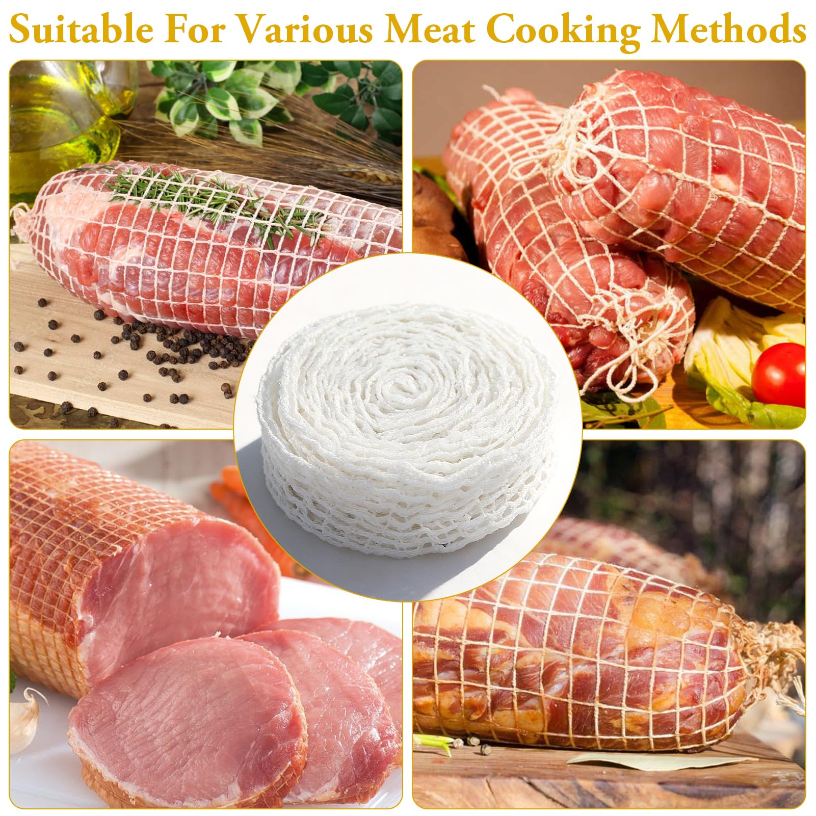 FAREASTSHOP Rete Elastica da Forno per Cottura E Arrosti di Carne | 5mt Lunghezza Totale | Ottima per Cottura da Forno o Affumicare E Stagionatura Salumi - 3