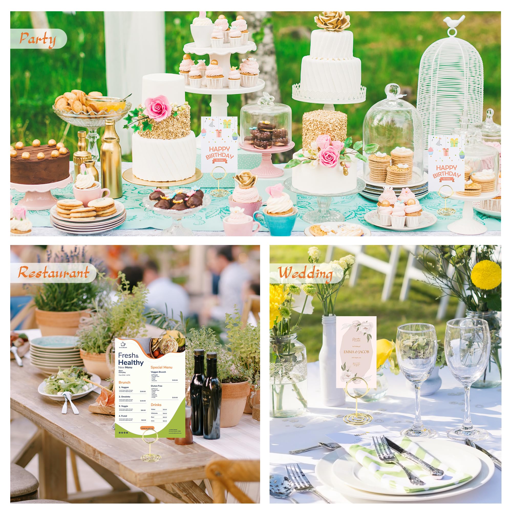 30 Segnaposto Metallici Per Matrimoni - Portafoto Da Tavolo In Oro Diamante, 5x3,1 Cm - Foto 9