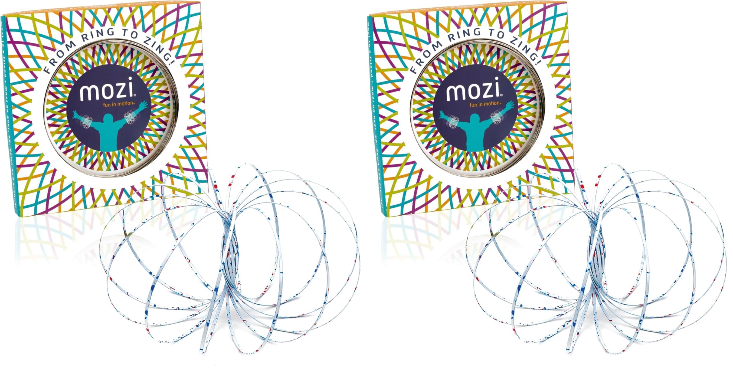 Mozi Geometric Magic Flow Bracelet - Easy to Use - 3D Bracelet Spiral Toy, Spinning Bracelet Spiral for Children and Adults (White Splatter) (Pack of 2)