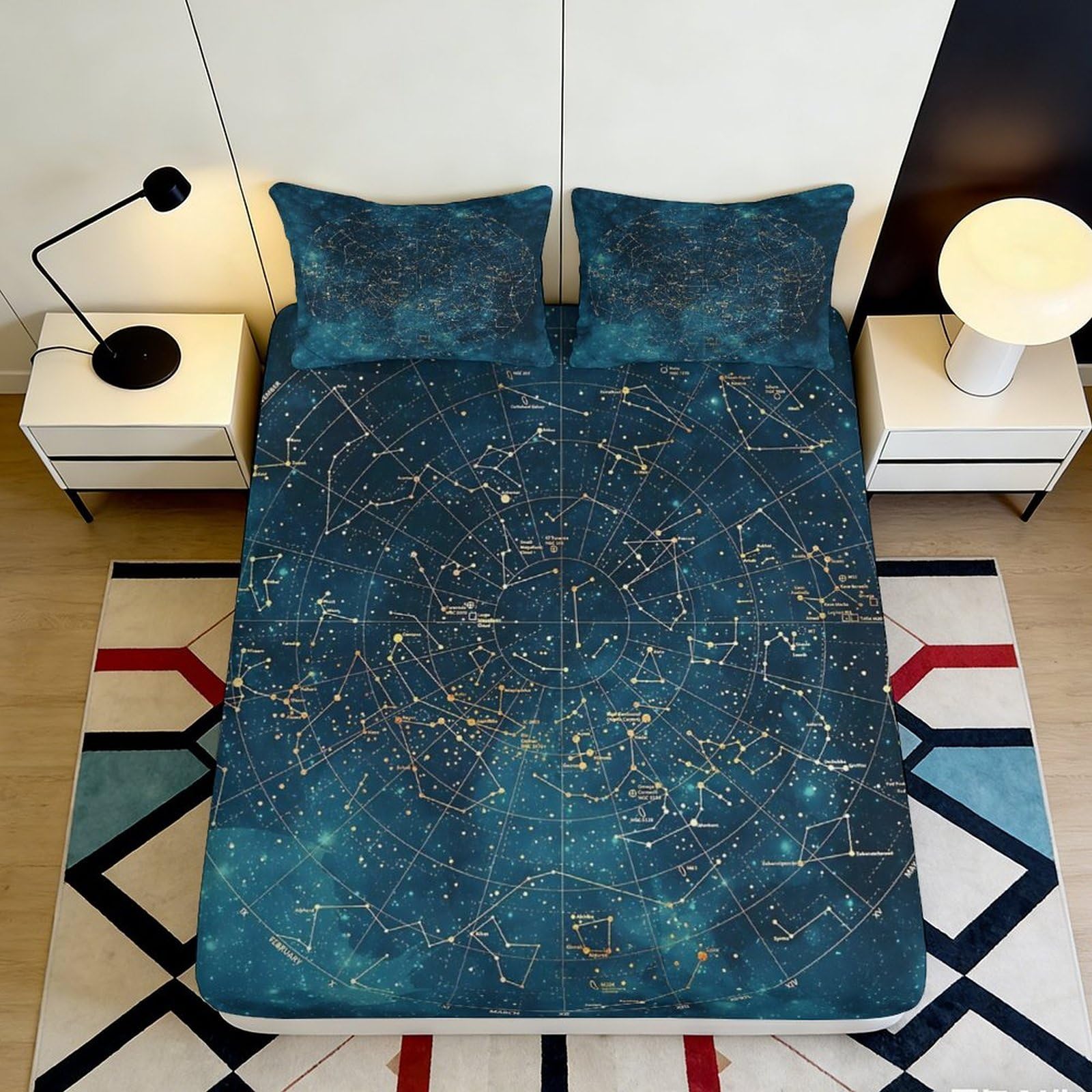 3D Printed Galaxy Starry Sky Fitted Sheet Microfiber Soft Breathable Cosmic Nebula Mattress Cover for Bedroom Dormitory Guest Room Mattress Protection 200x200x25cm