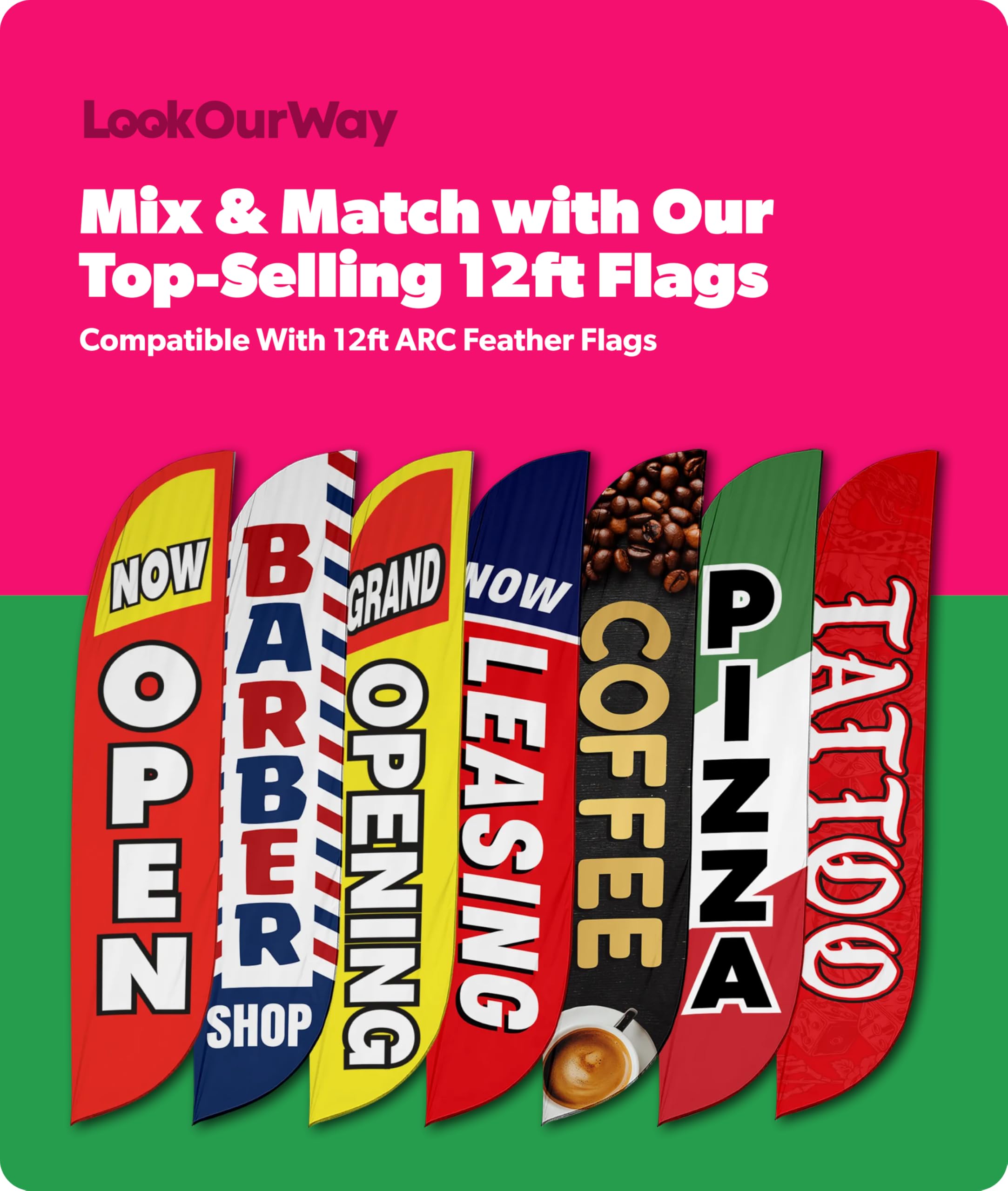 LookOurWay offen Feder Flagge, 12-feet