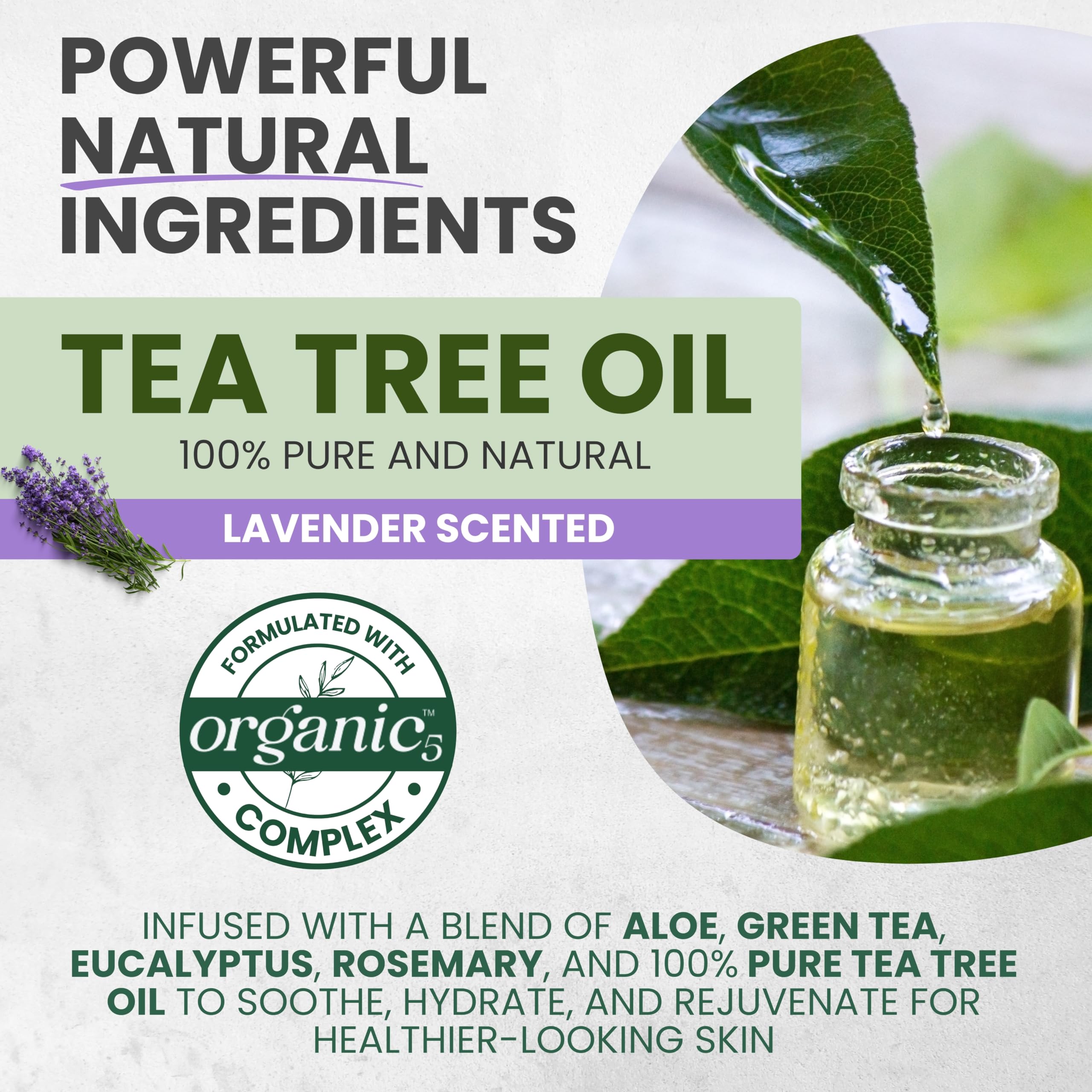 Gel de baño MaxTherapy, de árbol de té y lavanda, alivio de la picazón en la piel, combate el olor corporal, alivia la picazón fornal, pie de atleta, tiña y piel sensible, hombres y mujeres 4