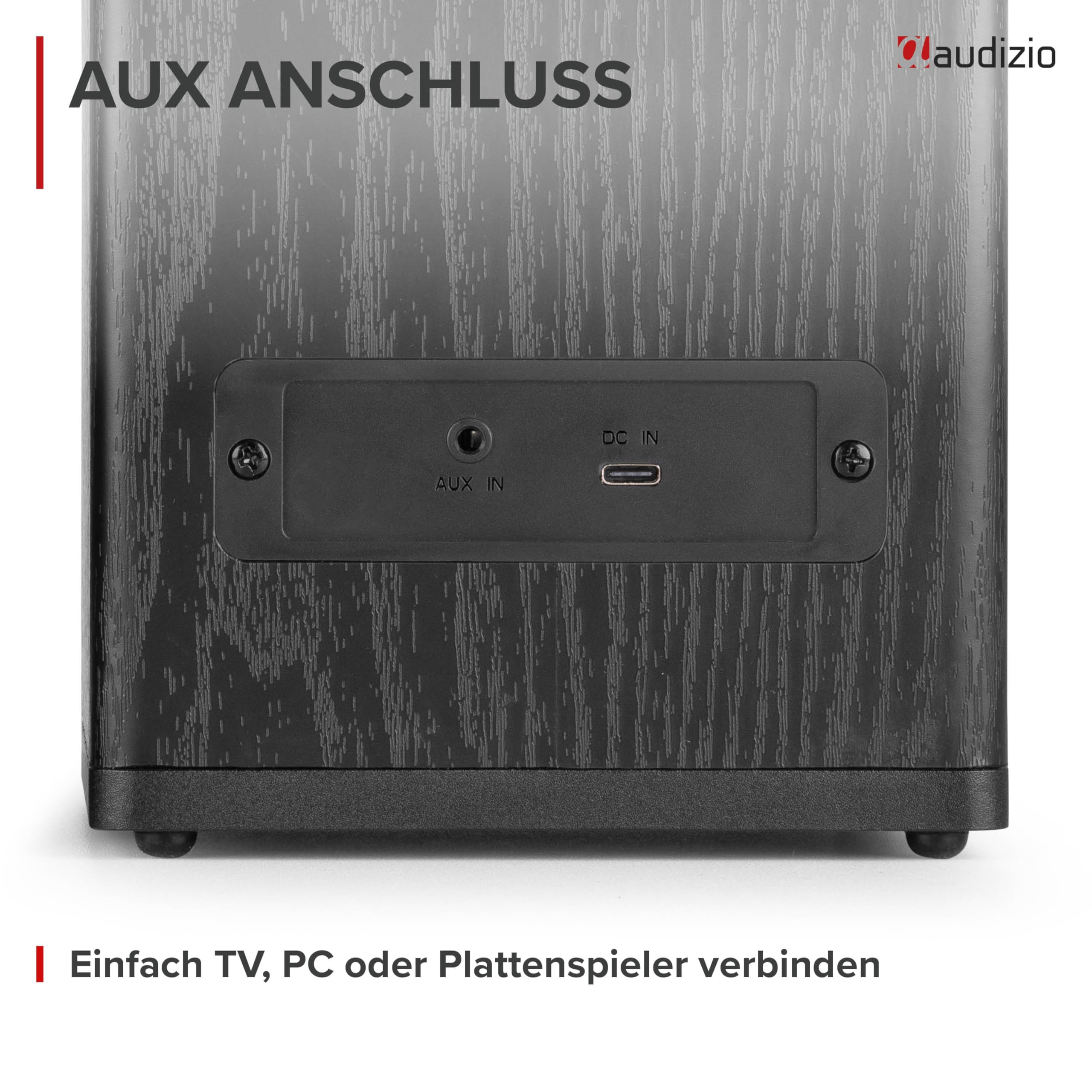 Audizio BS20 Aktivlautsprecher mit Akku, Stereo Regallautsprecher, 60h Laufzeit, 100 Watt, BT 5.4 & AUX, HiFi Studio Monitor Boxen mit 4" Woofer - Bluetooth Speaker für TV & Desktop - Schwarz