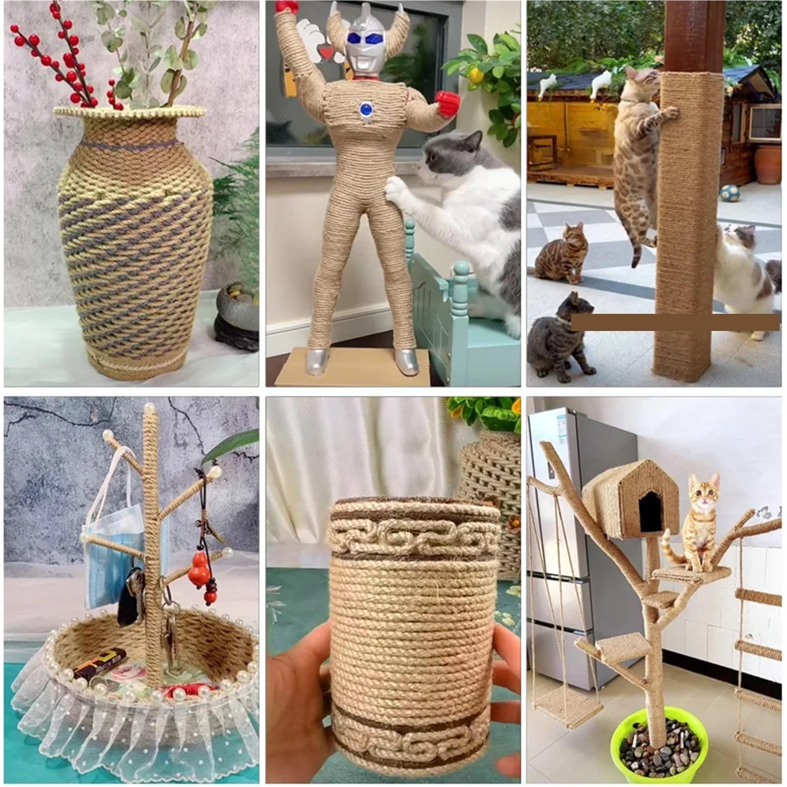 16 mm Jute-Seil, Schnur, Rollen, Seil, Hanf, gedrehte Kordel, Makramee-Schnur, for Kratzen, handgefertigt, DIY, Basteln, Dekoration Für Camping Garten