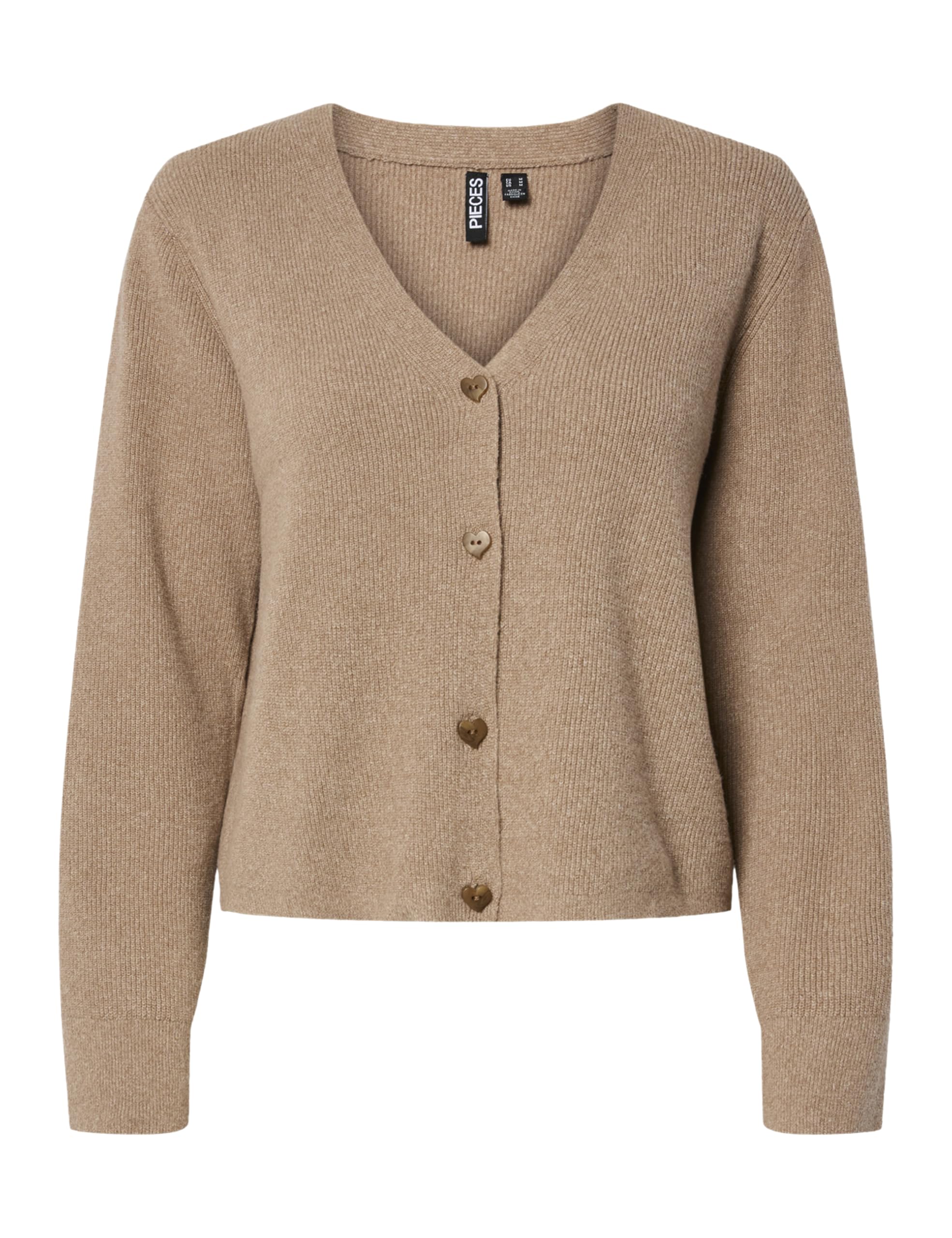 PIECES Pcora LS V-Neck Knit Cardigan Pwp BC, Greige, L