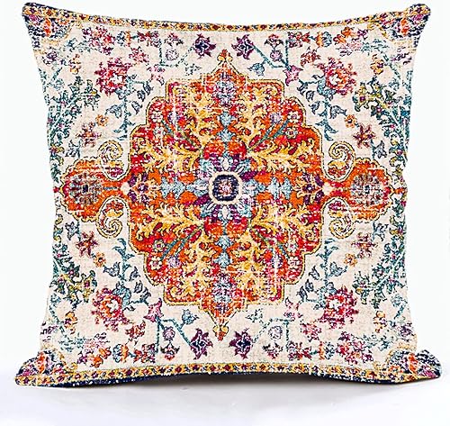 Snycler Funda de almohada persa con patrón tribal, funda de almohada caótica geométrica persa étnica caótica de 20 x 20 pulgadas, decorativa para