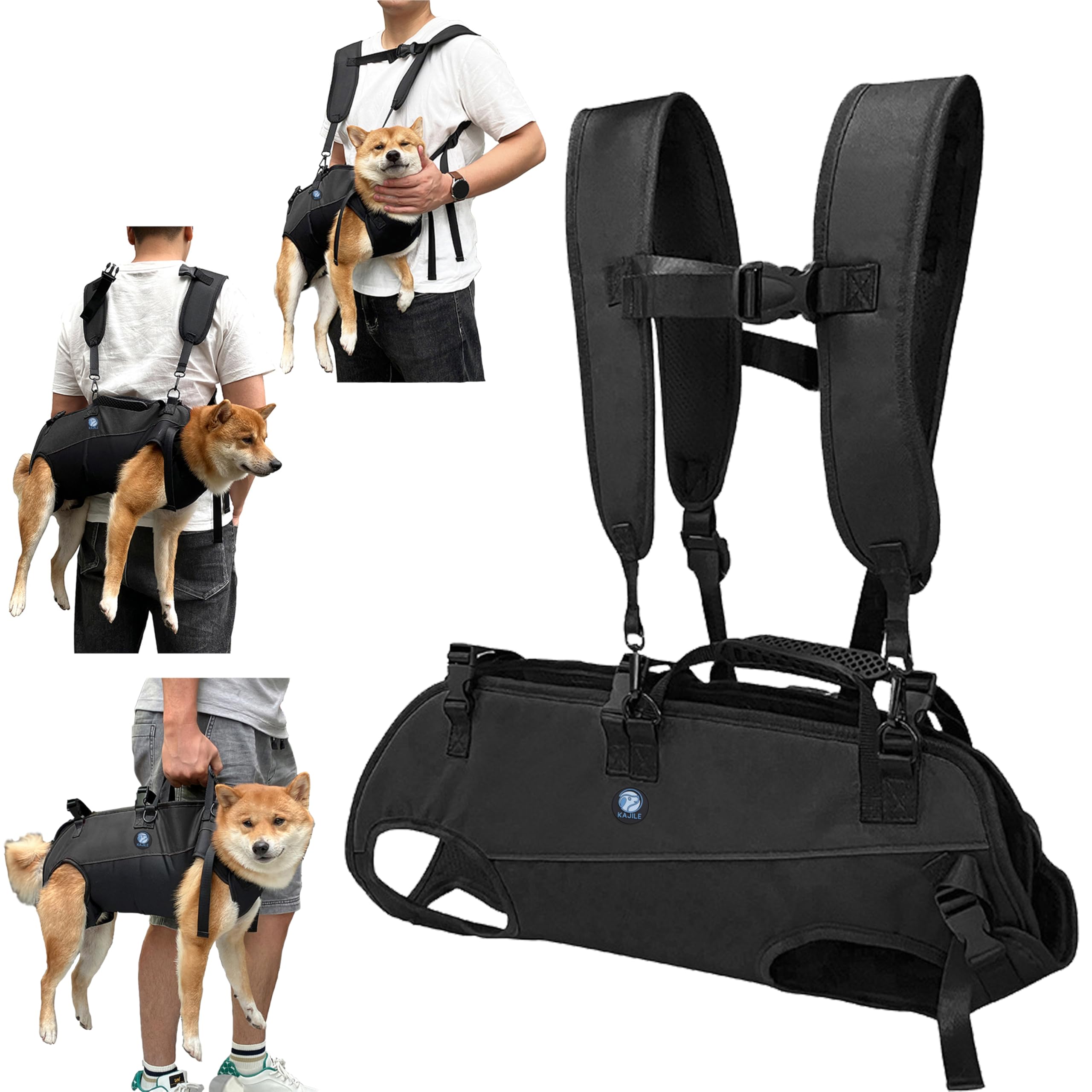 Mochila Transportadora de Perro,Arnés Multifuncional,Negro,M | Soporte estable, equilibrio,impermeable y resistente al desgaste,apto para exteriores