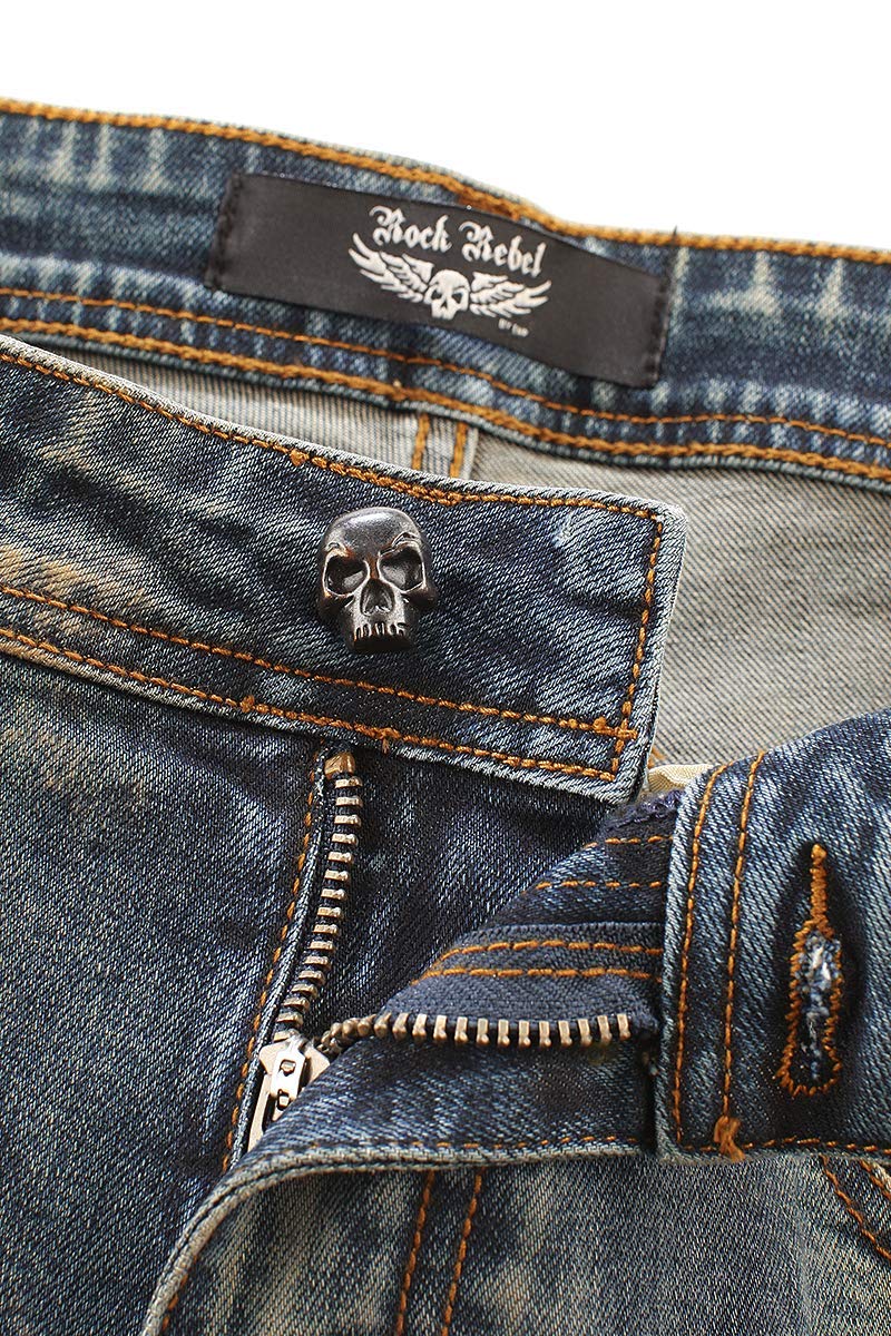 Rock Rebel by EMP Herren Blaue Biker-Jeans mit individueller Waschung