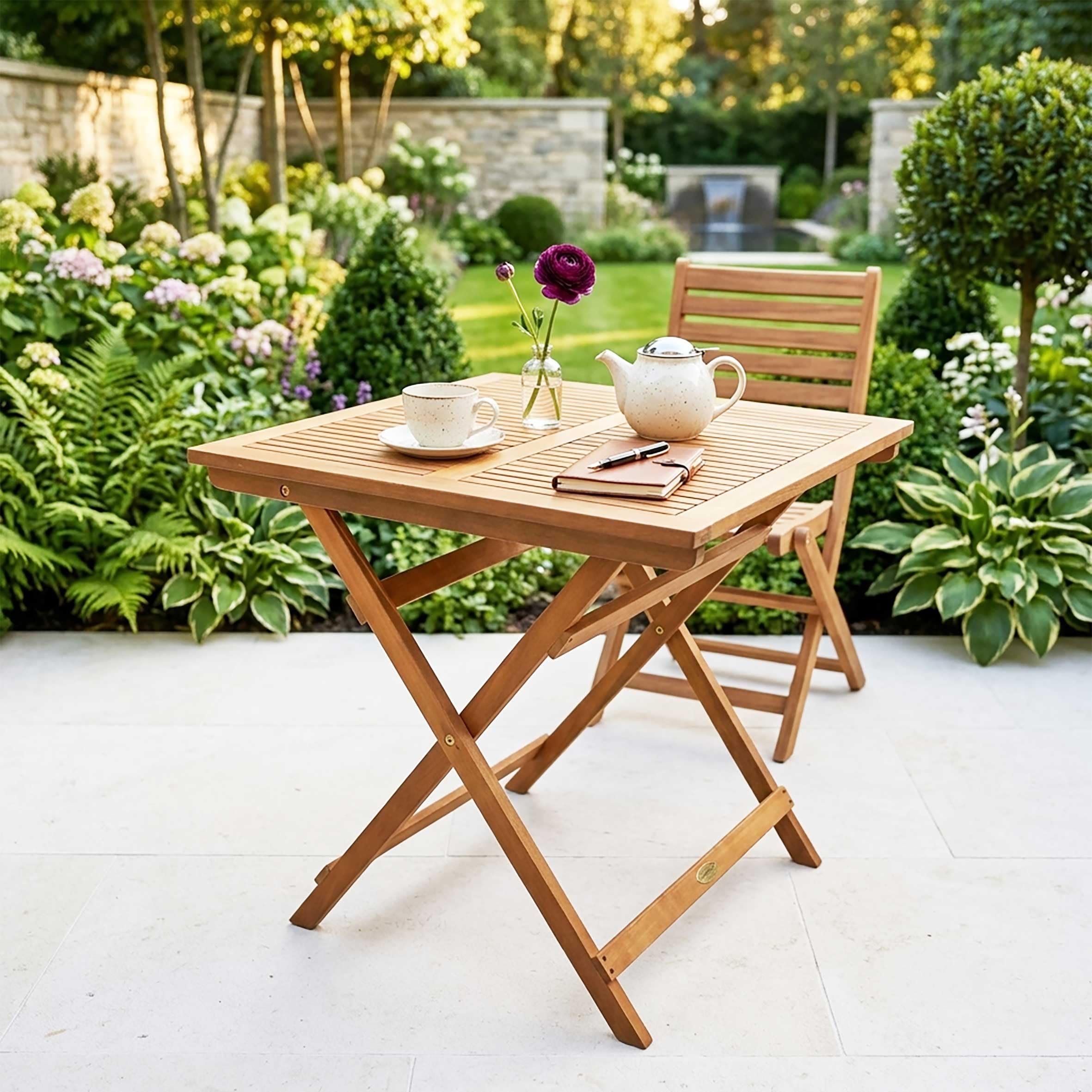 Eucalipto Seattle - Tavolo da giardino rettangolare, 70 x 70 cm, in legno oliato, per giardino, balcone, terrazza, resistente alle intemperie