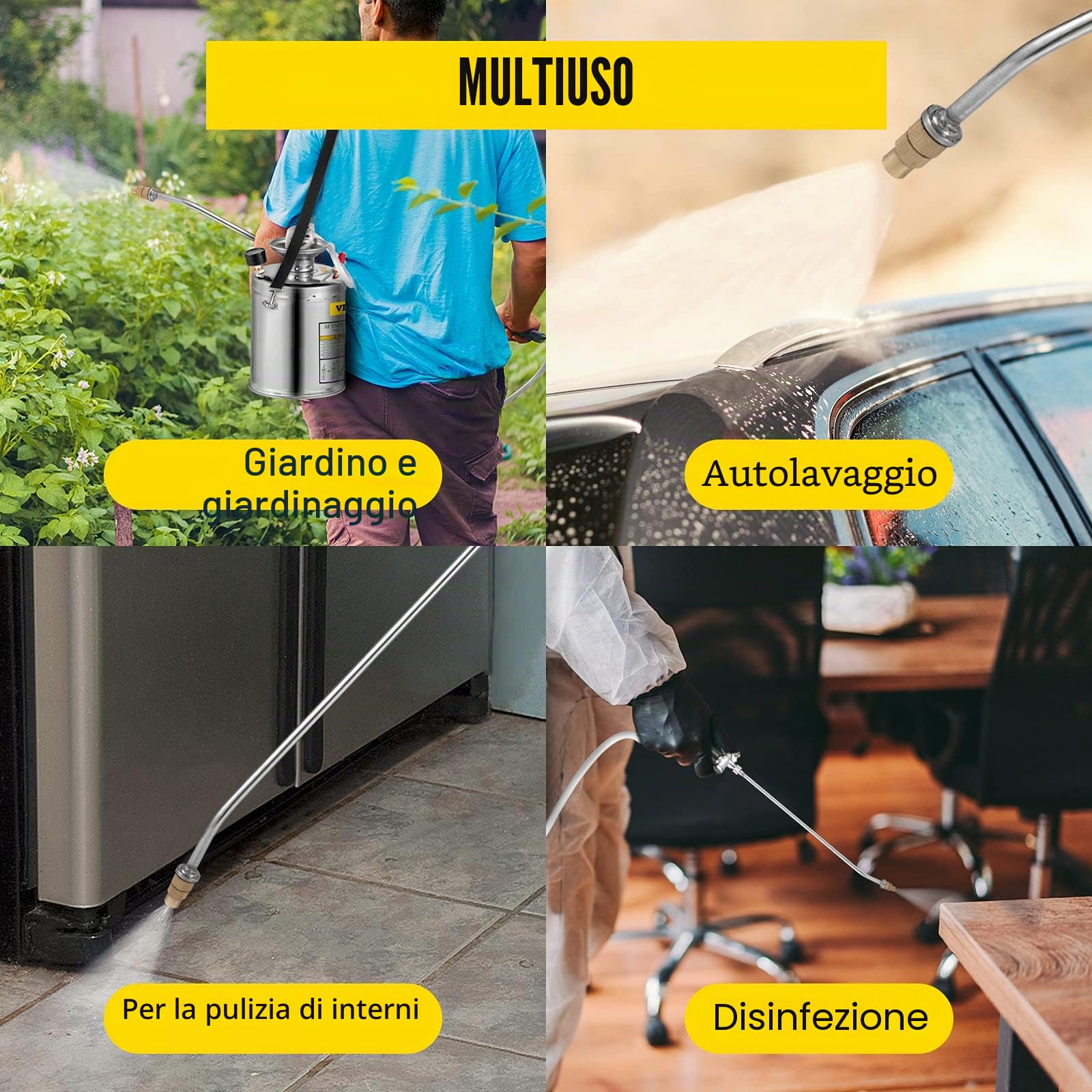 Vevor - Spruzzatore in acciaio inox, da giardino, nebulizzatore per piante per giardinaggio, casa e pulizia a pavimento, adatto per le esigenze attuali dell'industria, dell'agricoltura
