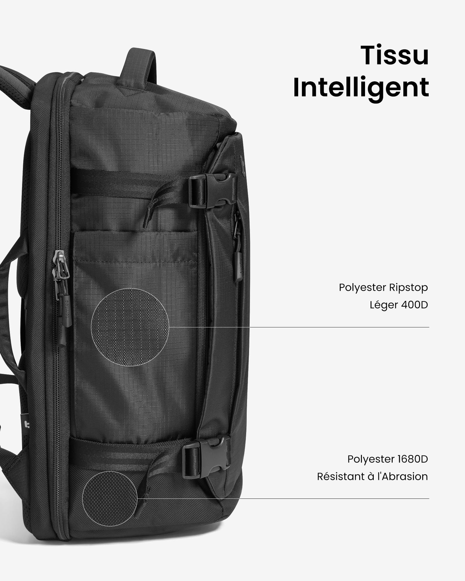 Tomtoc Sac à Dos de Voyage 40L, Bagage Cabine Imperméable TSA, Ordinateur 17,3 Pouces