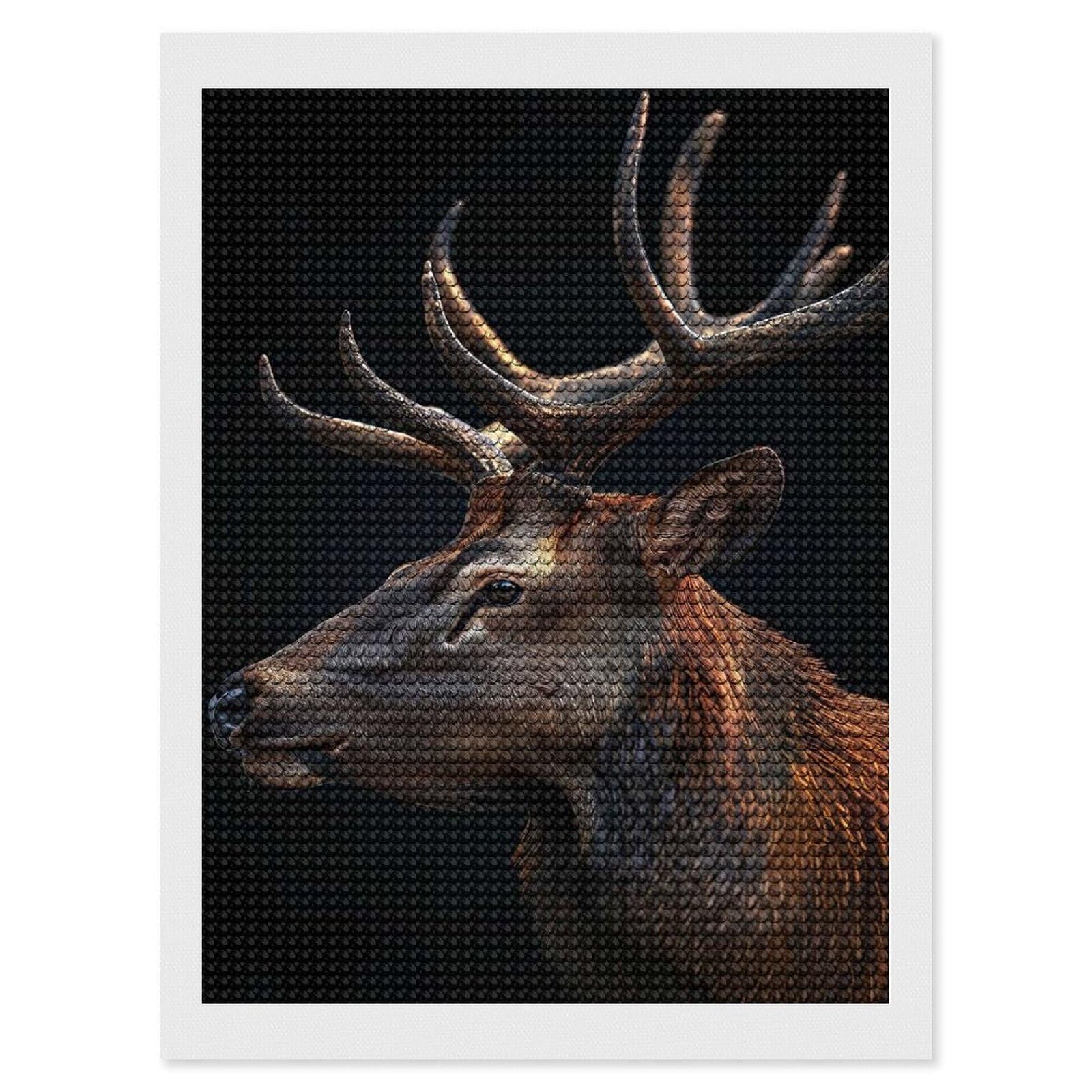Junmoney Elk Diamond Art Canvas 12"x16", Easy Handmade Project, Complete Accessories, Bedroom Decor, Birthday Gift