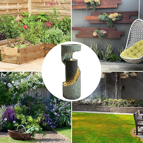 Miniatura 7 de Bumilgar Fuente de Agua para Exteriores de 35.4" de Altura, Fuentes y Cascadas Modernas para Exteriores, Fuente de Pie para Interiores con Luces LED