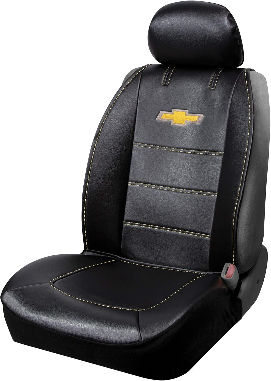 Plasticolor 008626R01 Deluxe Seat Cover Compatible with Chevrolet Embroidered Logo High Contrast Stitching Premium 3pc Sideless, Black
