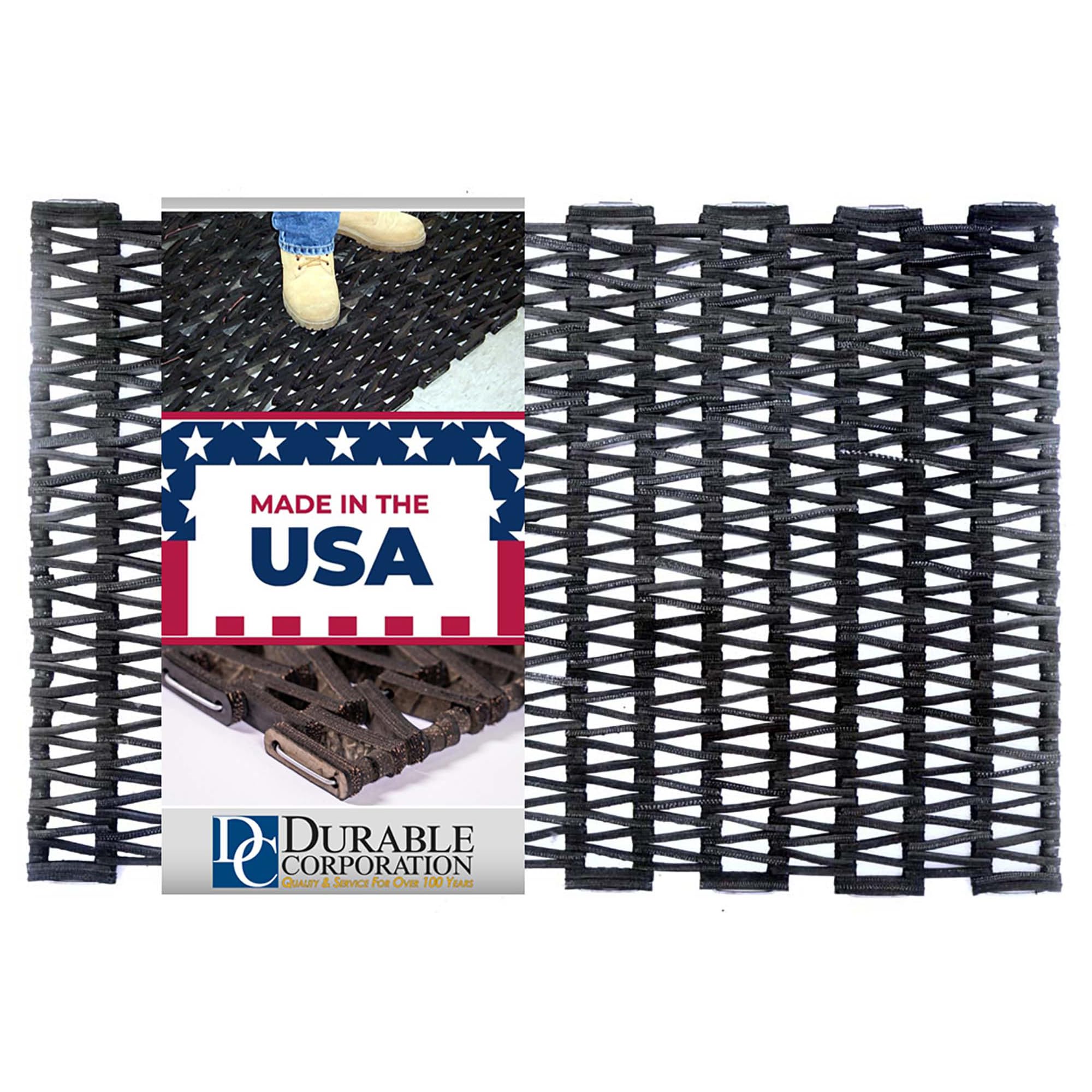 Durable Corporation-108H2030 Durite Recycled Tire-Link Outdoor Entrance Mat Herringbone Weave, 20" x 30", Black