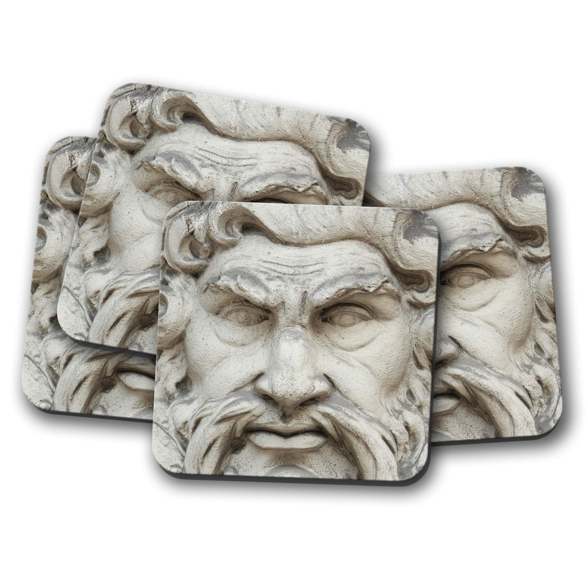Destination Vinyl Ltd Multicolor 4 Set - Zeus Greek God Coaster - Mythology Statue Greece Thunder Fun #12553