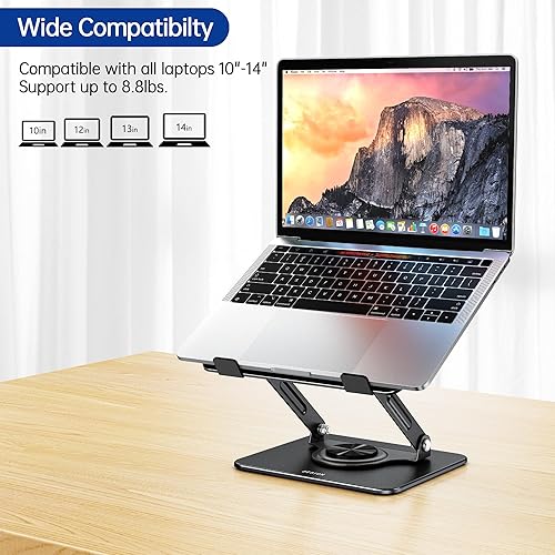 Miniatura 8 de BESIGN LS11 - Soporte para laptop con base giratoria de 360, soporte ergonómico ajustable para portátil, soporte elevador compatible con Air, Pro,