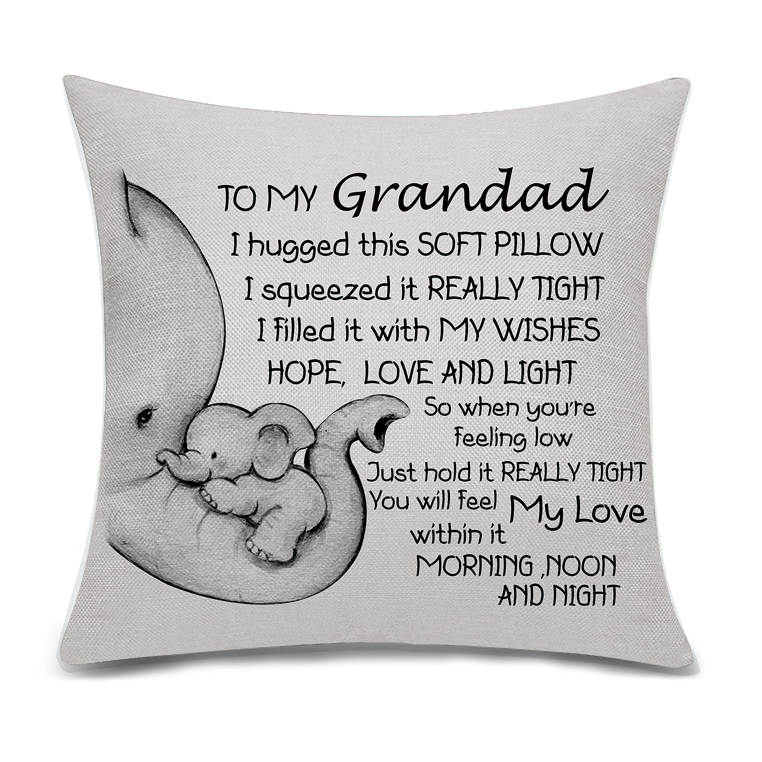 Bacmaxom Grandad Gifts From Granddaughter Grandson Cushion Cover Throw Pillow Cover For Grandpa Birthday (Grandad)
