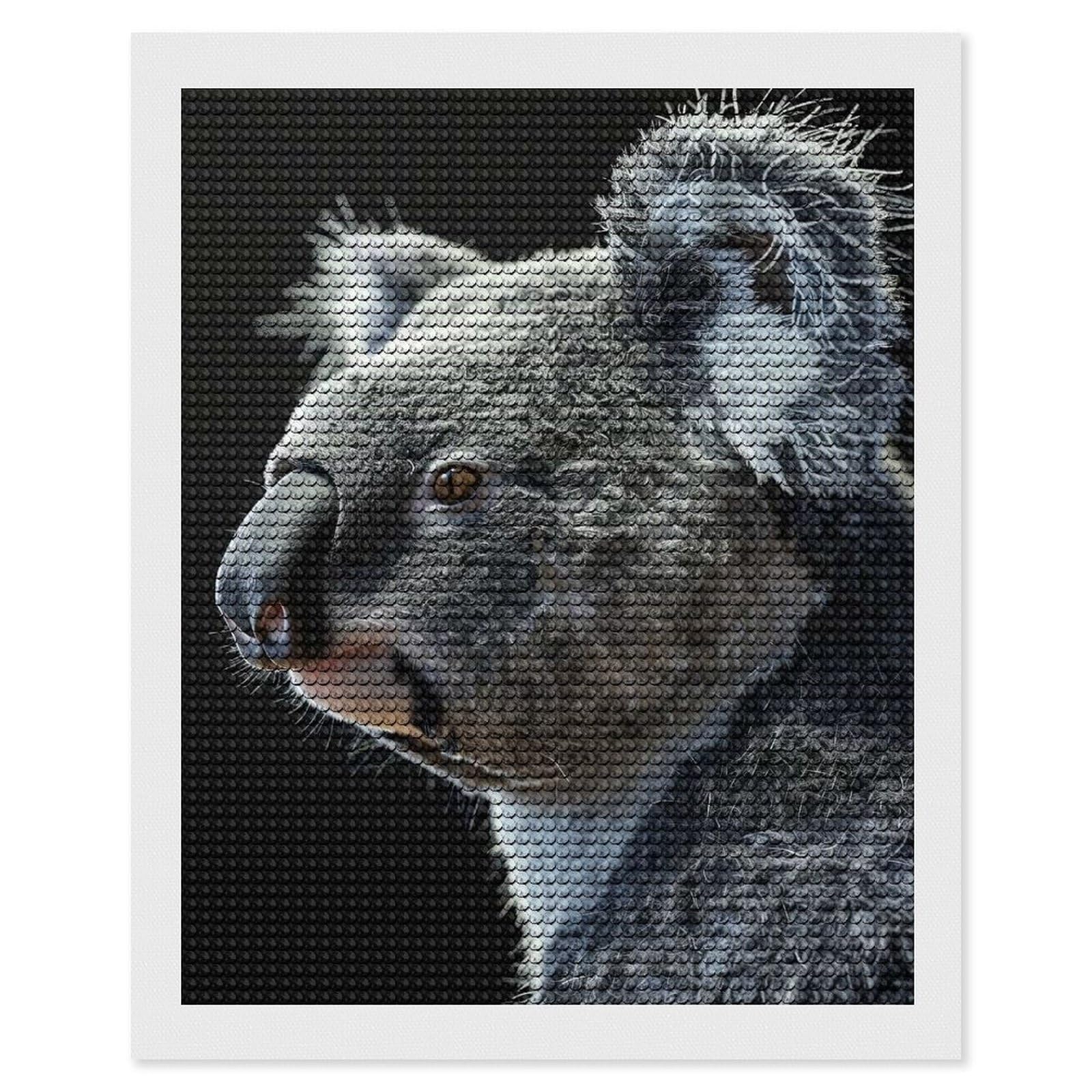 Junmoney Koala DIY Diamond Art Canvas Kit 16"x20", Adhesive Canvas, Easy to Enjoy, Farmhouse Decor, Festive Craft Gift