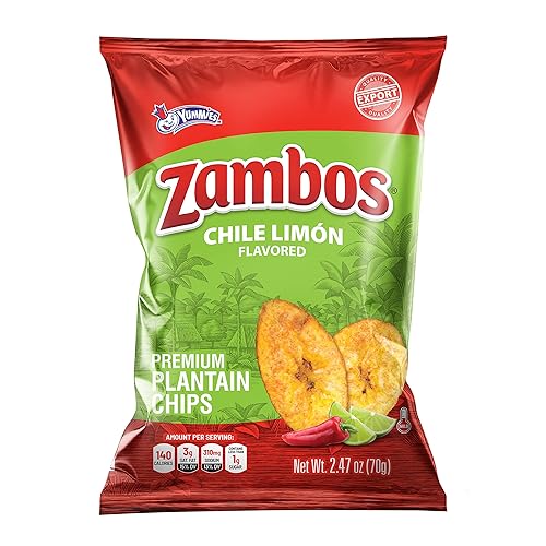 Zambos Chips de plátano Chile Limon, 2.47 onzas (paquete de 8)