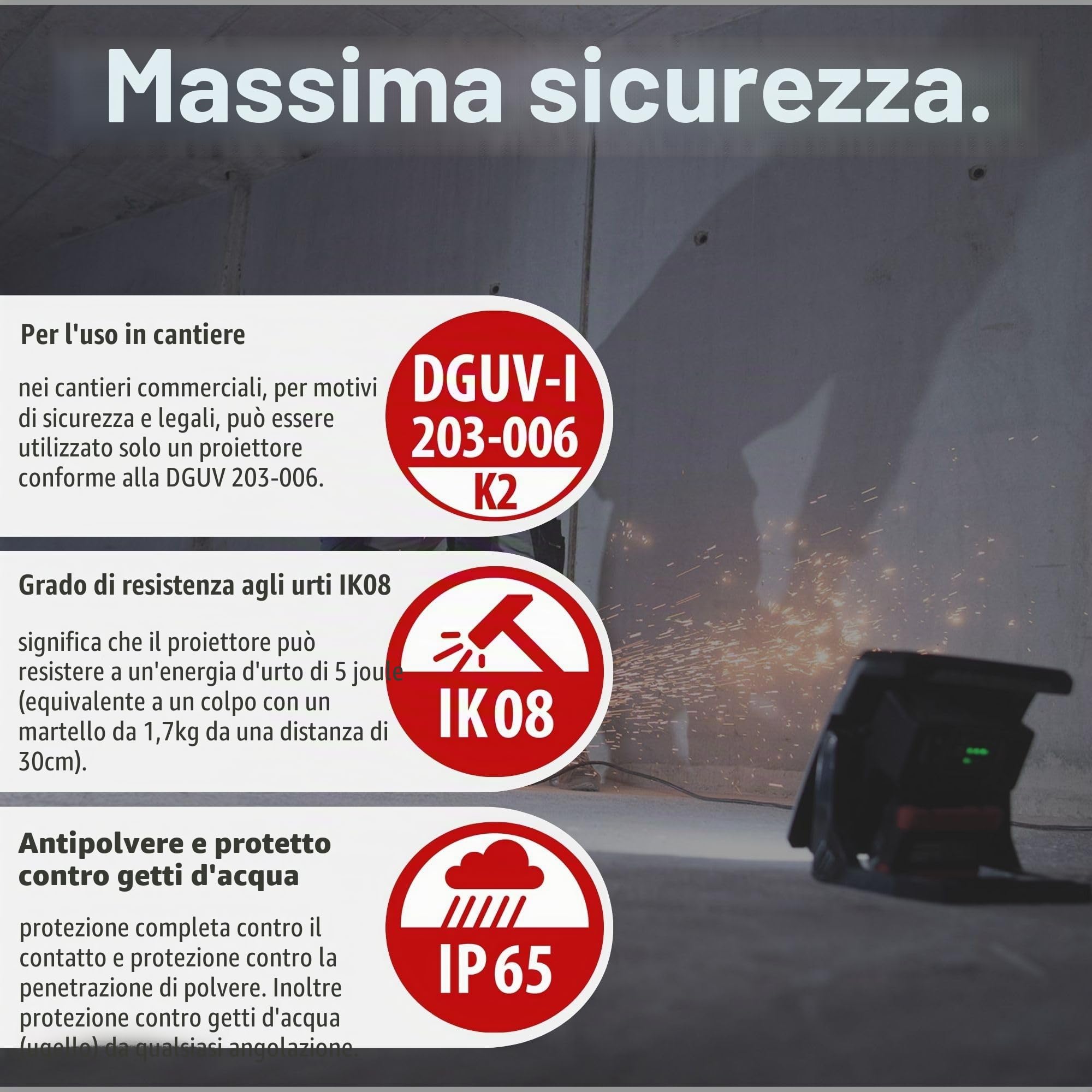 Brennenstuhl Faro LED ricaricabile da lavoro Lampada LED Portatile 4000 MA, 4500lm | IP65 | Compatibile con Batterie 18V dei 5 Principali Produttori di Powertool | Engineered in Germania