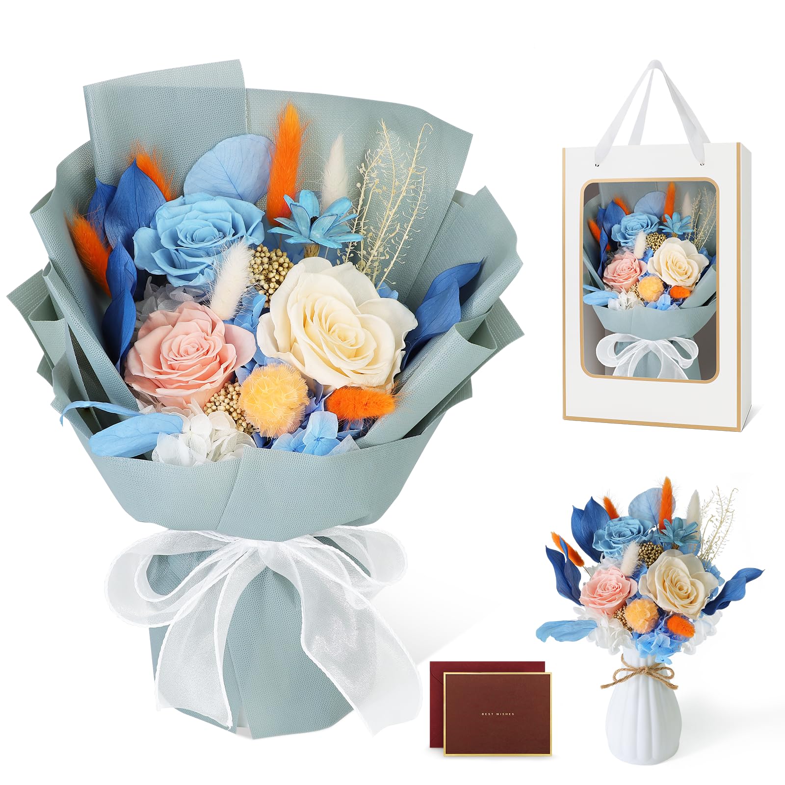 Amazon｜SENJWARM プリザーブドフラワー 枯れない花 花束 薔薇 香り