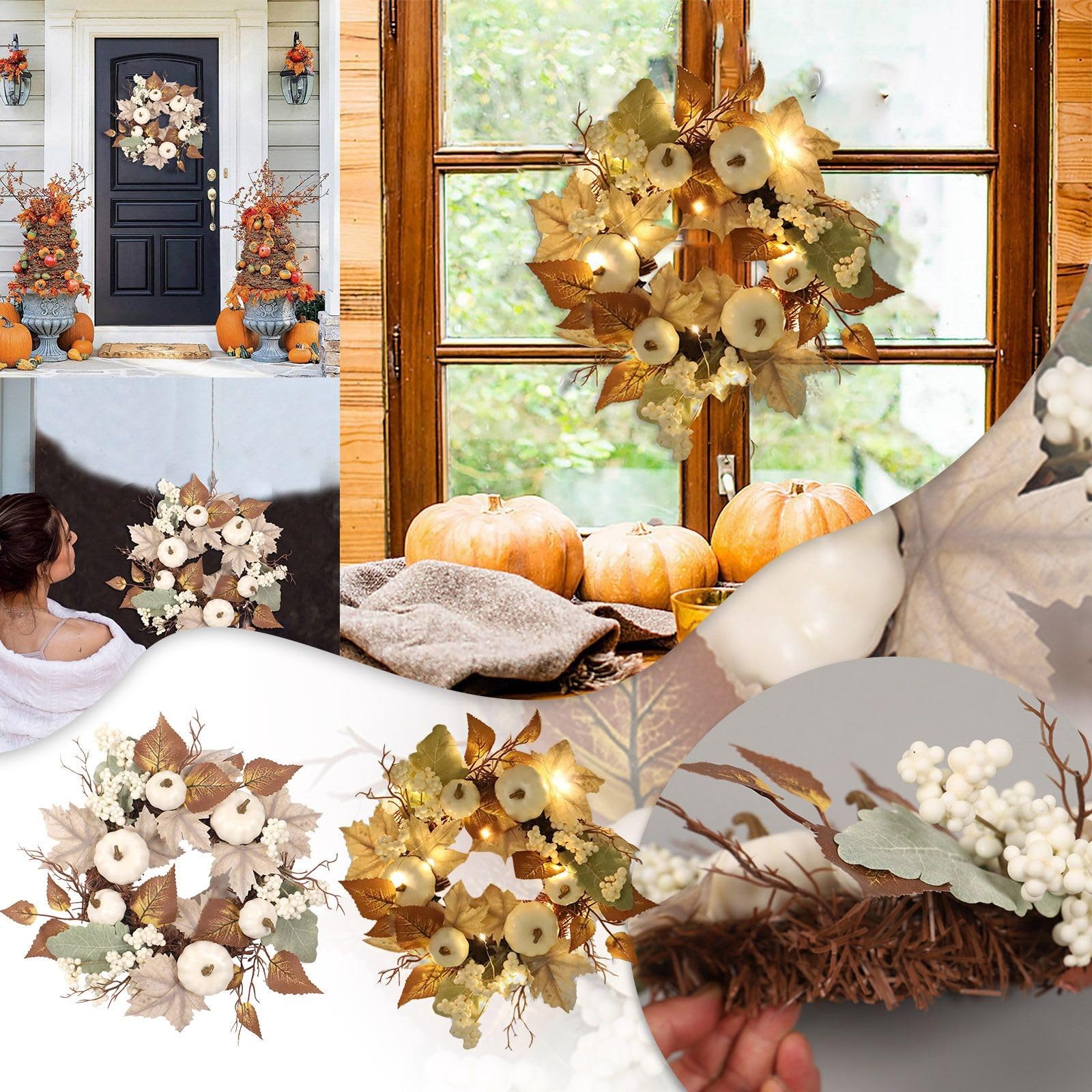 Amazon.com: GPAHRRDNIJ Fall Decoration,Fall Wreaths for Front Door  display picture 1