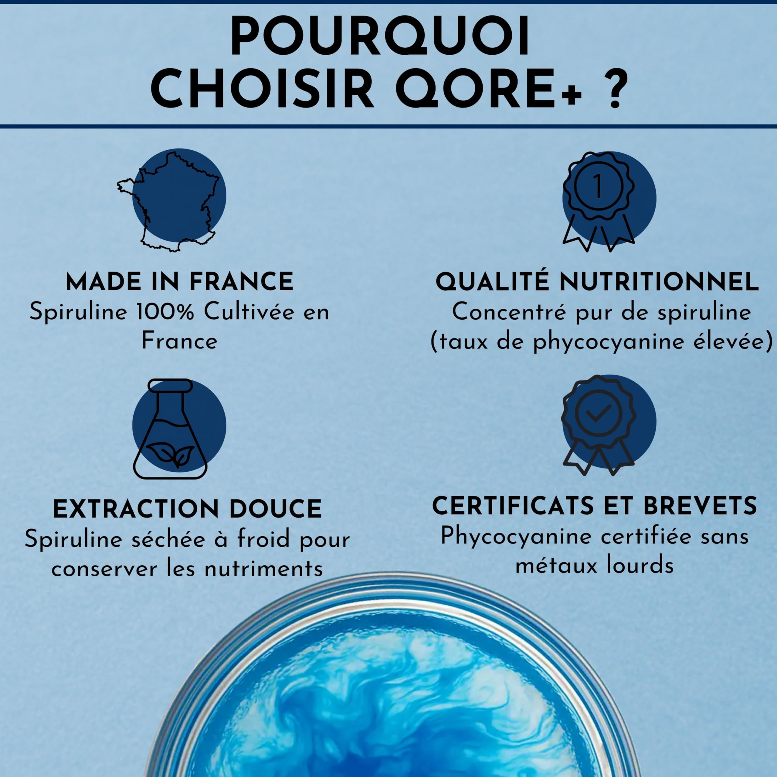 Phycocyanine Liquide Ultra Assimilable 2000 mg par Litre – Spiruline Bleue Française Sans Additifs – Cure 20 Jours – Énergie Naturelle, Récupération, Immunité et Antioxydant Vegan Made in France