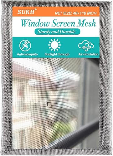 Miniatura 8 de Sukh 48 x 118 malla para ventana  Pantalla de repuesto de malla de fibra de vidrio para ventana de patio, porche, ventana, pantalla de red