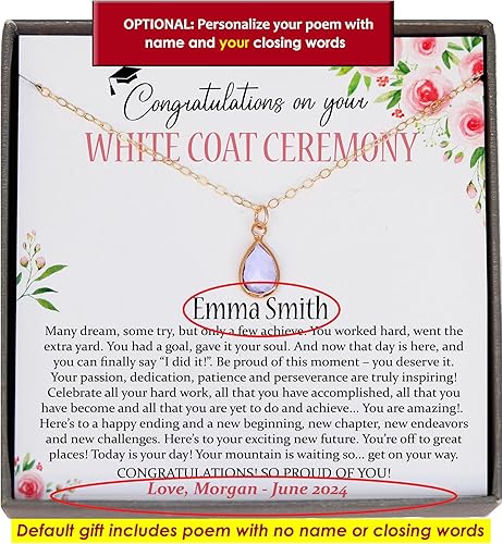 Miniatura 3 de Be Wished Regalos personalizados de ceremonia de bata blanca, collar con mensaje significativo, listo para regalar joyas
