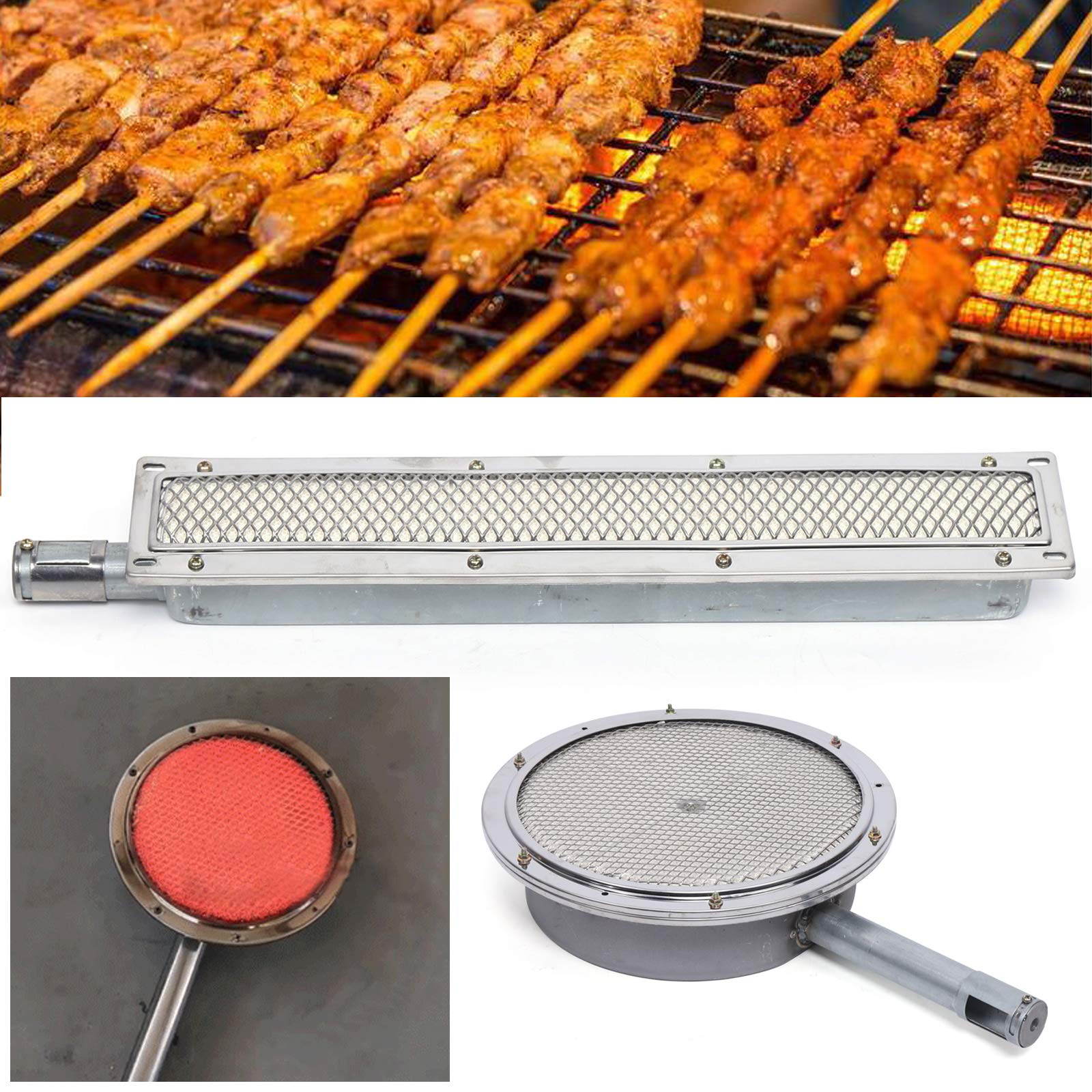Palnik gazowy na podczerwień, przenośny palnik tylny, grill gazowy, zestaw doposażeniowy na podczerwień, palnik ze stali nierdzewnej do grillowania, pieczenia, na kemping (41 x 8 x 5,8 cm)