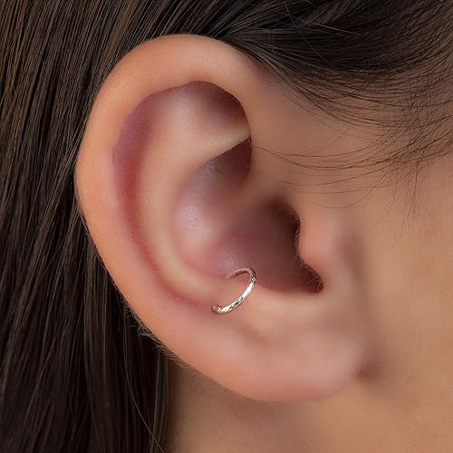 Miniatura 8 de Silver Anti Tragus Ring - 20 gauge snug Silver Anti-tragus piercing thin anti tragus ring - Sterling Silver Anti tragus jewelry (silver,