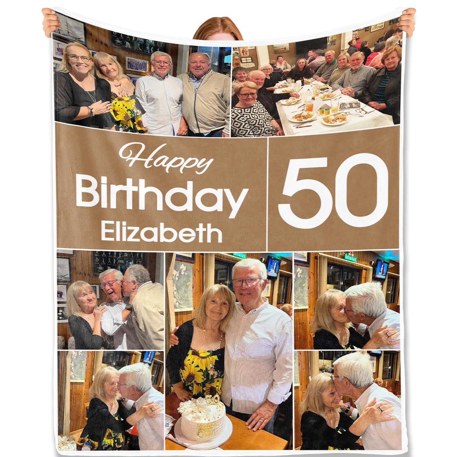 Bemaystar Personalised Birthday Gifts - Best Birthday Gifts for Women, Men, Kids,Customised Photo Blanket with Name & Text, Birthday Gifts for Mom, Dad, Friends, Family